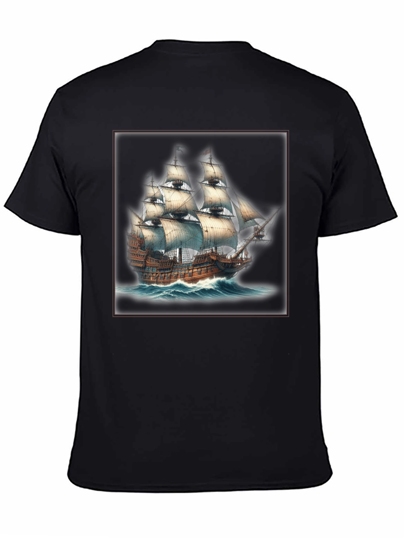 Black Nautical Ship Graphic T-Shirt view 4