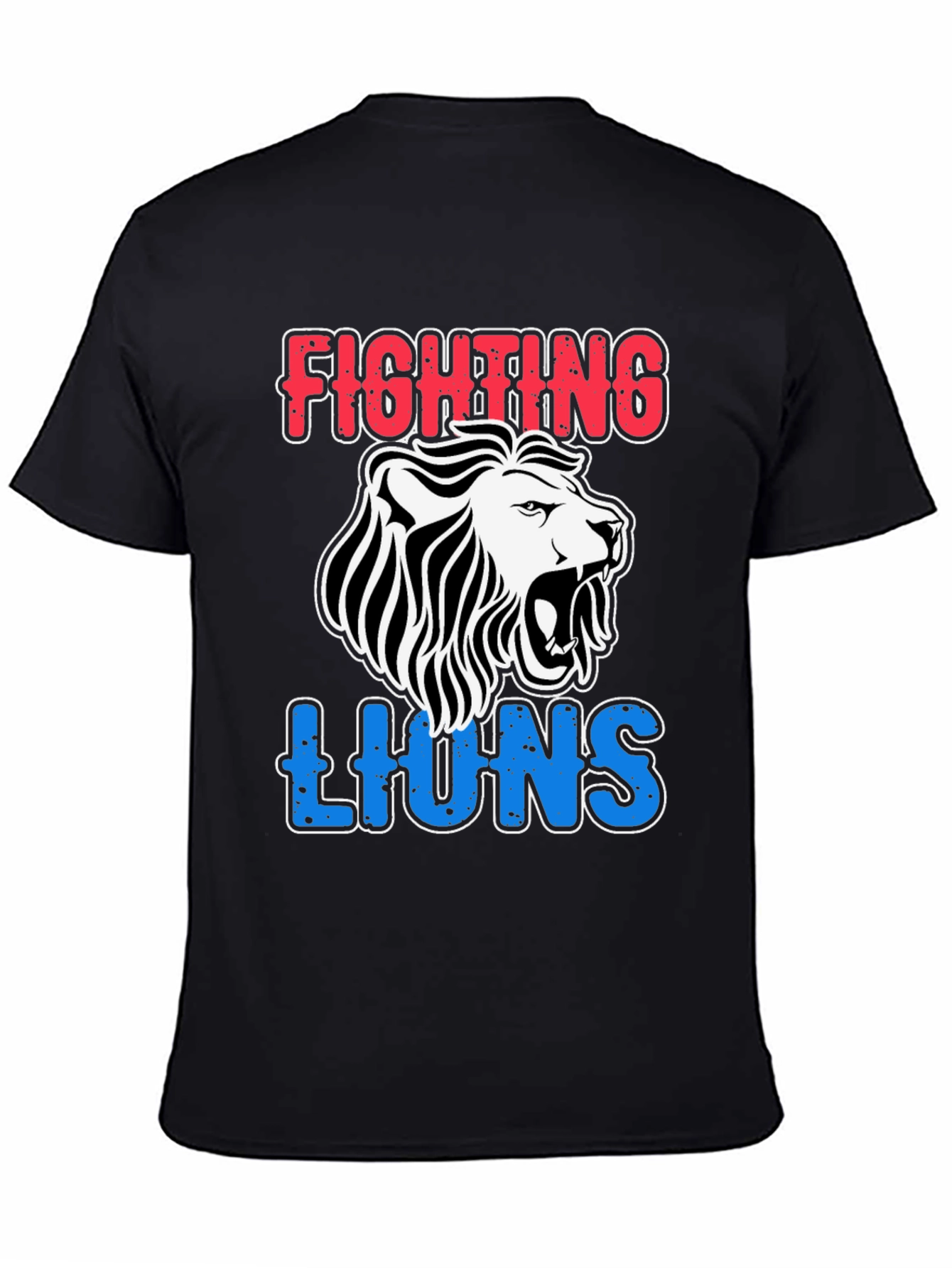 Black Fighting Lions Graphic T-Shirt - Black view 4