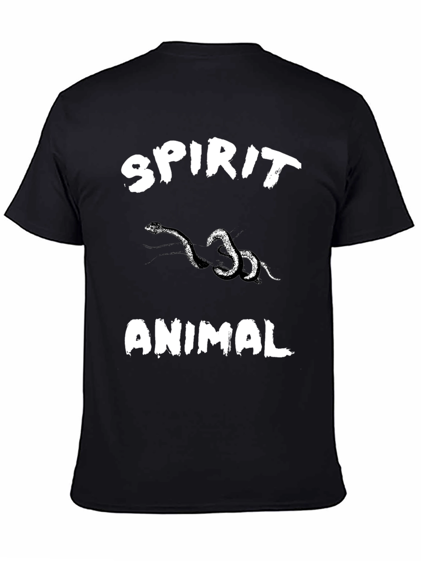 Black Spirit Animal Snake Graphic Black T-Shirt view 4