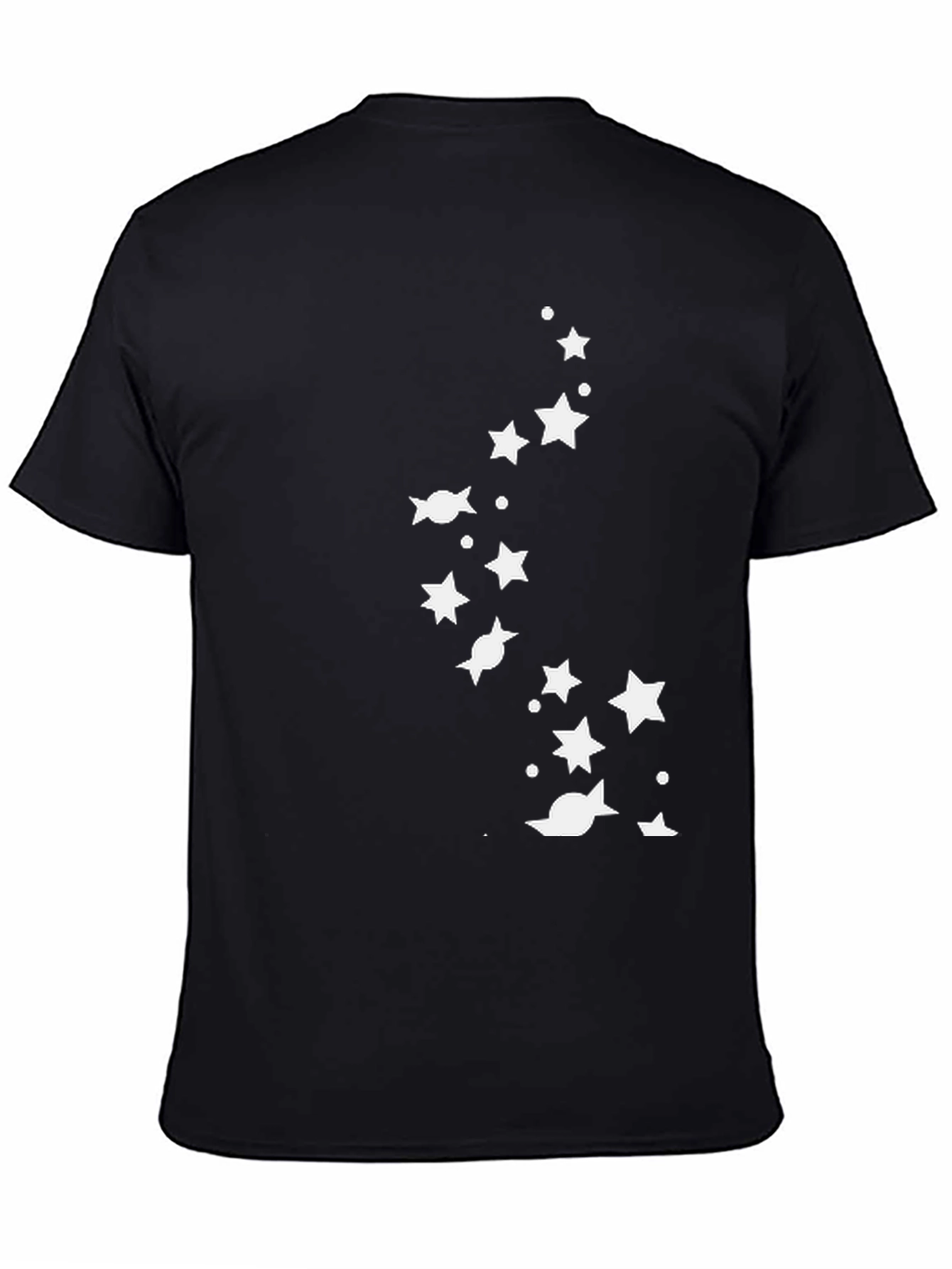Black Starry Night Men's Black Graphic Tee view 4