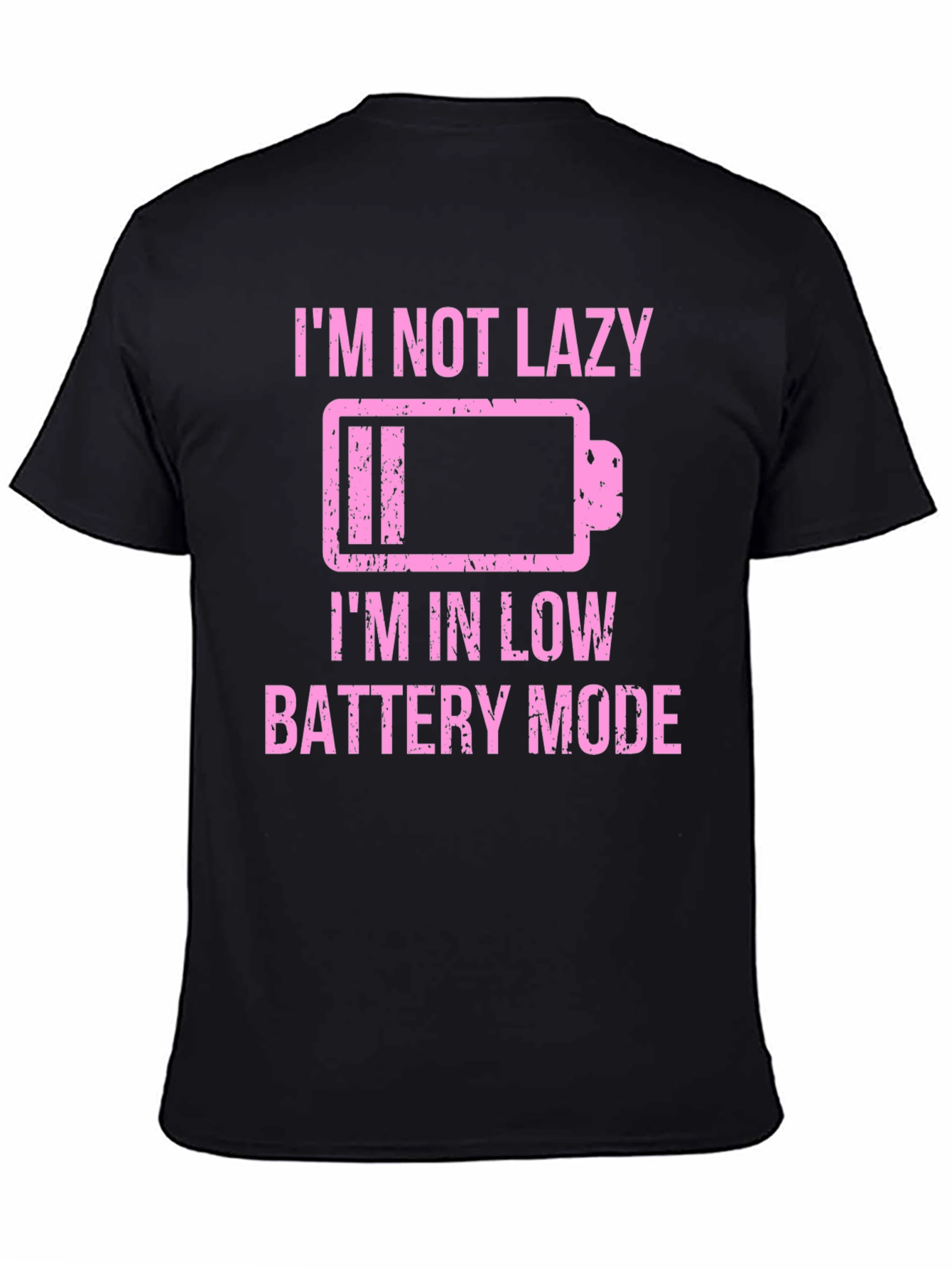 Black Funny Low Battery Mode Graphic Tee - Black view 4
