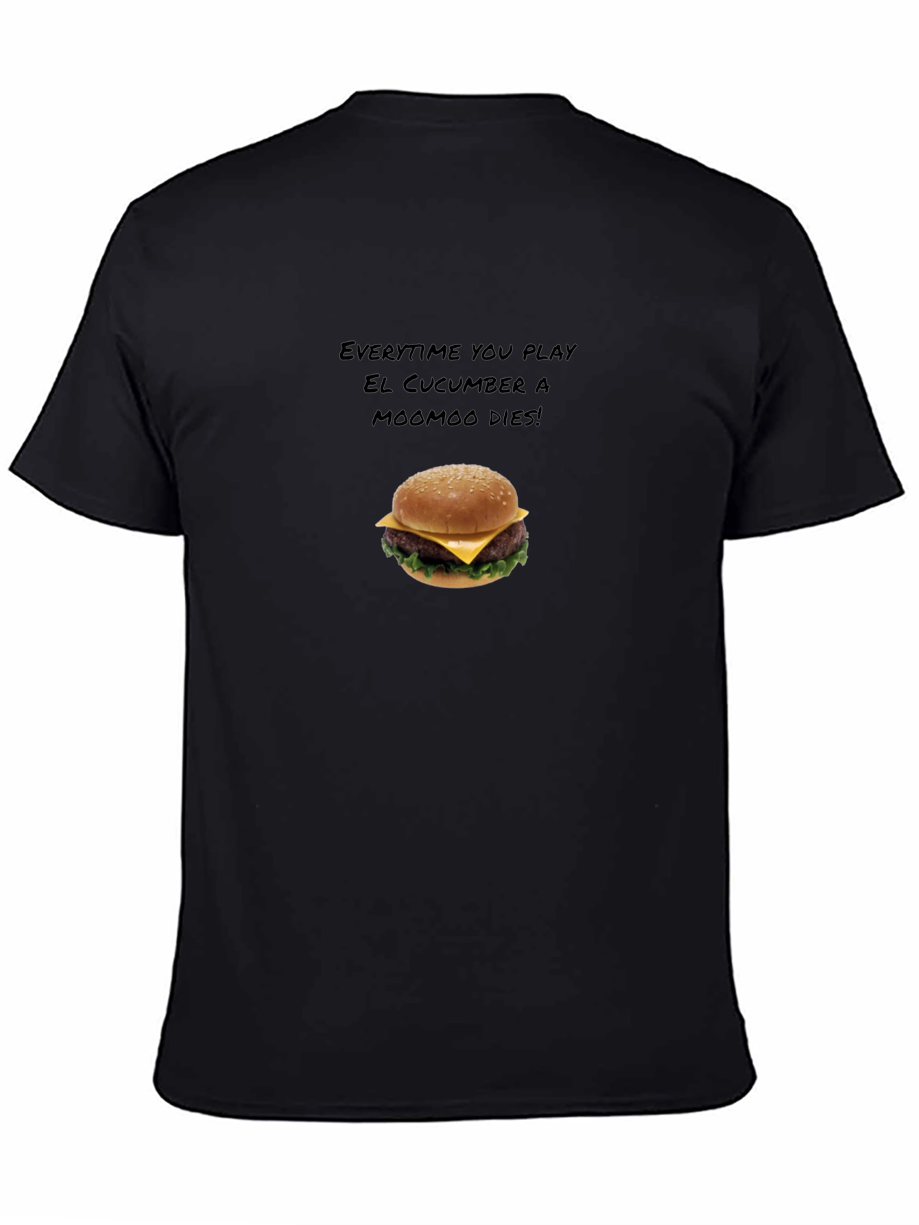 Black Humorous El Cucumber Burger Graphic T-Shirt view 4
