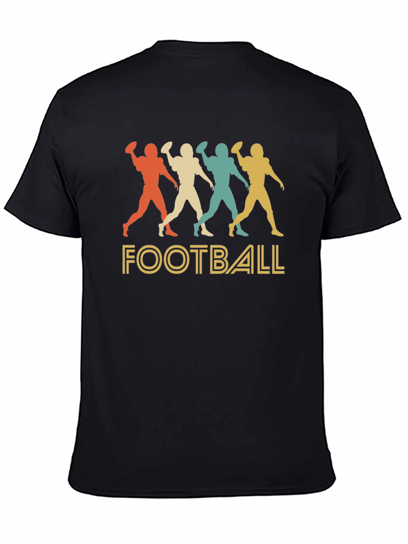 Black Retro Football Player Graphic T-Shirt view 4