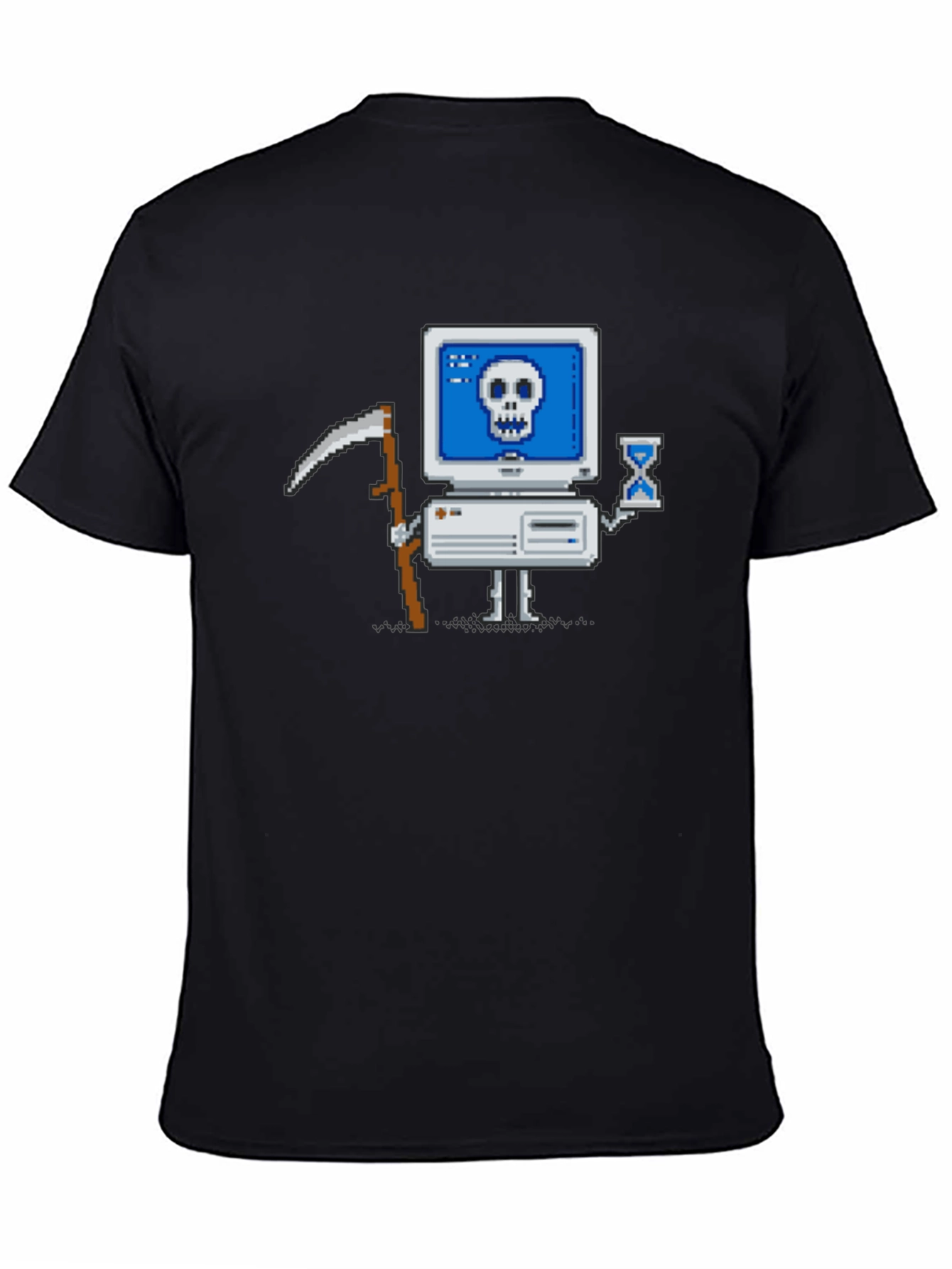 Black Pixel Grim Reaper Computer T-Shirt - Tech Humor Tee view 4