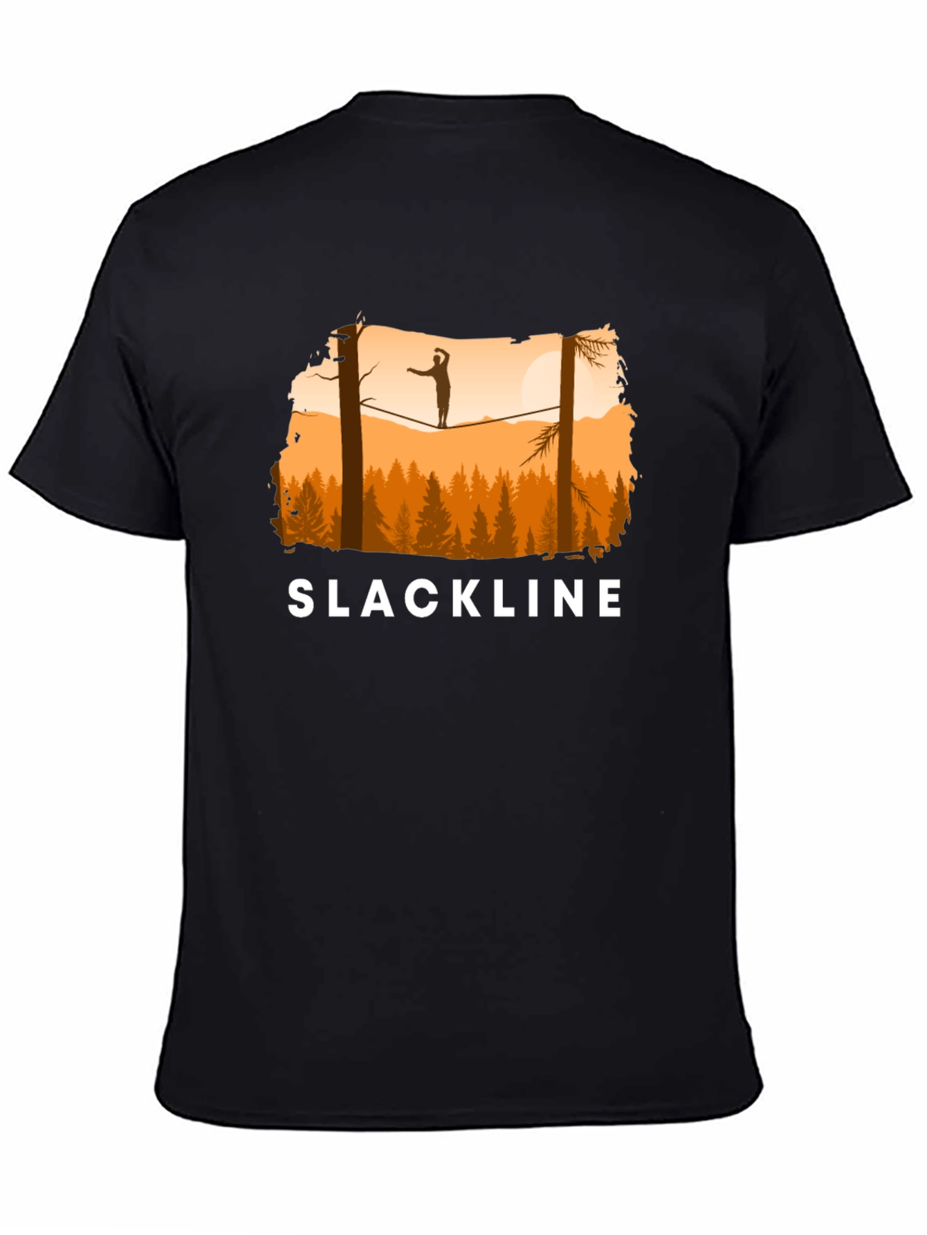 Black Slackline T-Shirt Balance in Nature view 4