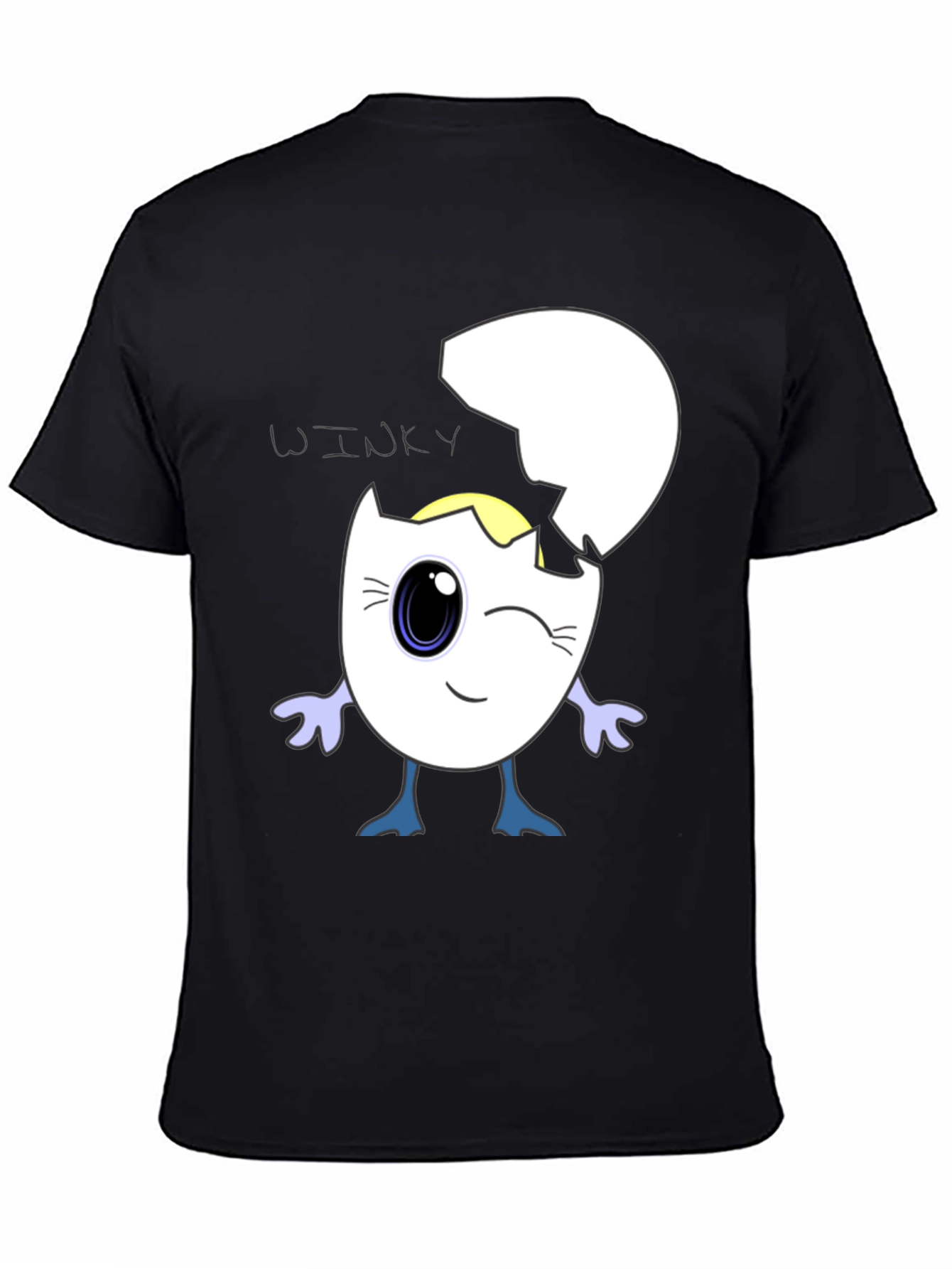 Black Winky Egg Graphic T-Shirt - Unique Cartoon Design view 4