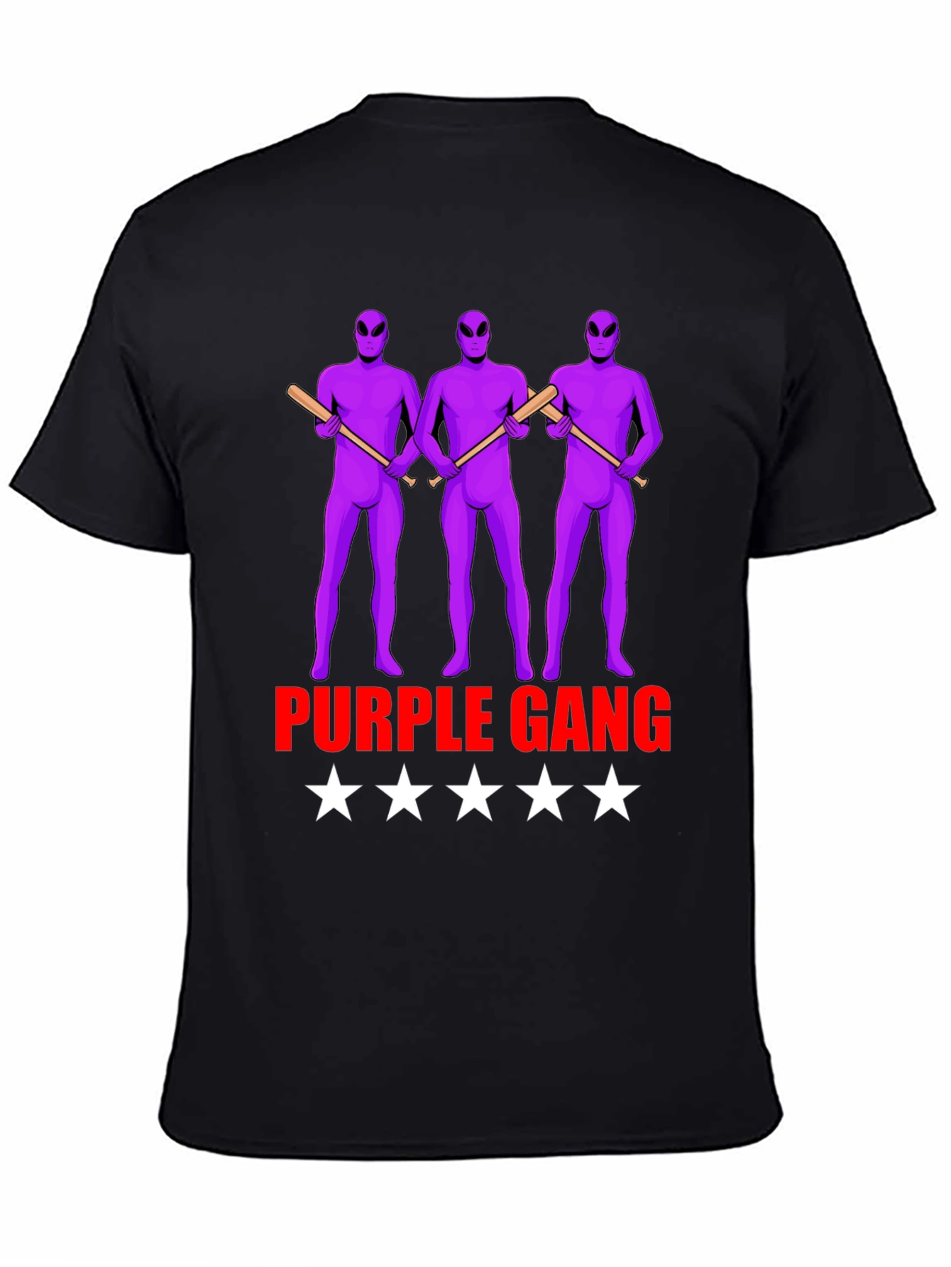 Black Purple Gang Alien Graphic T-Shirt view 4