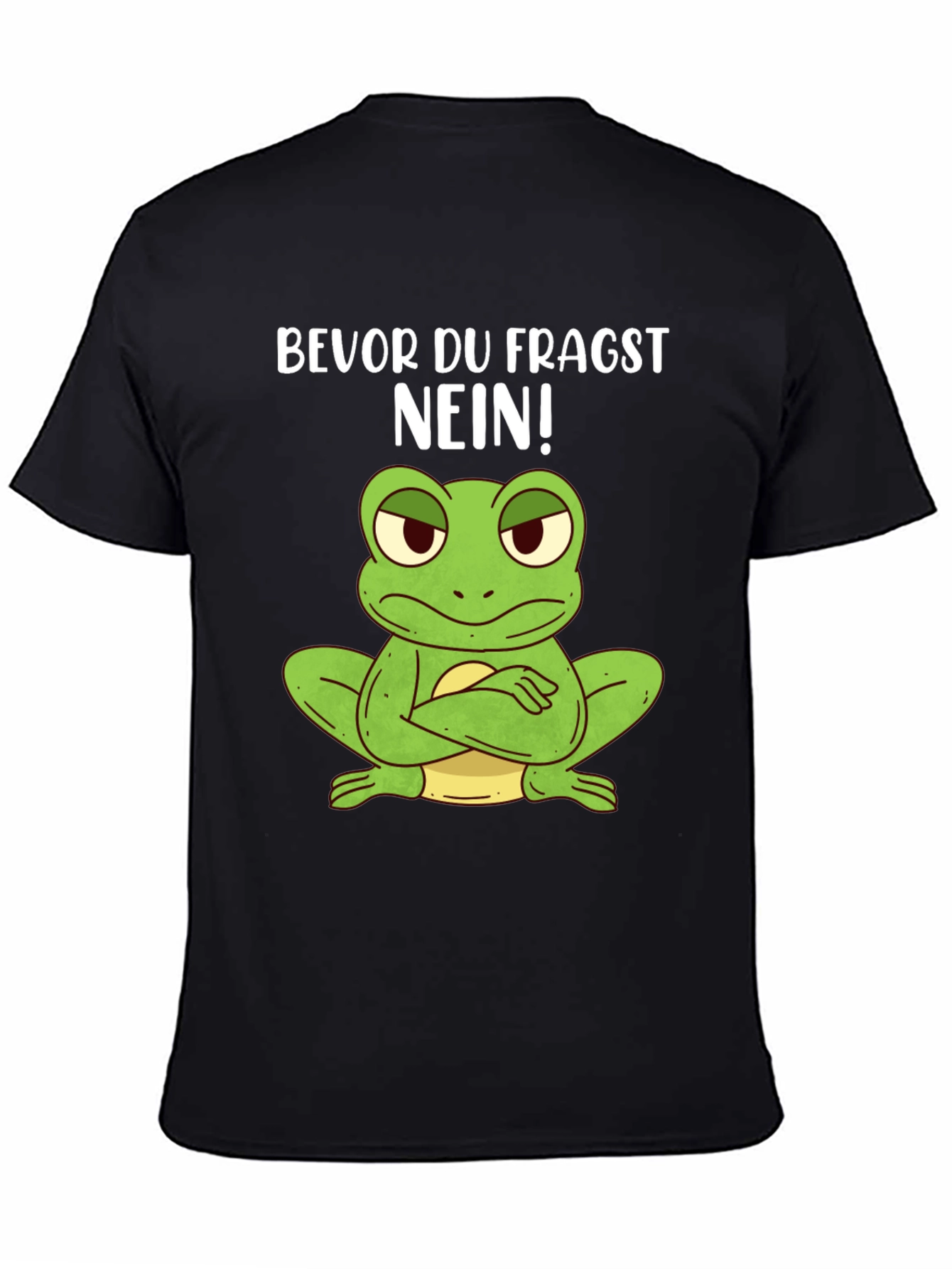 Black Funny Frog T-Shirt - "Bevor Du Fragst NEIN!" view 4