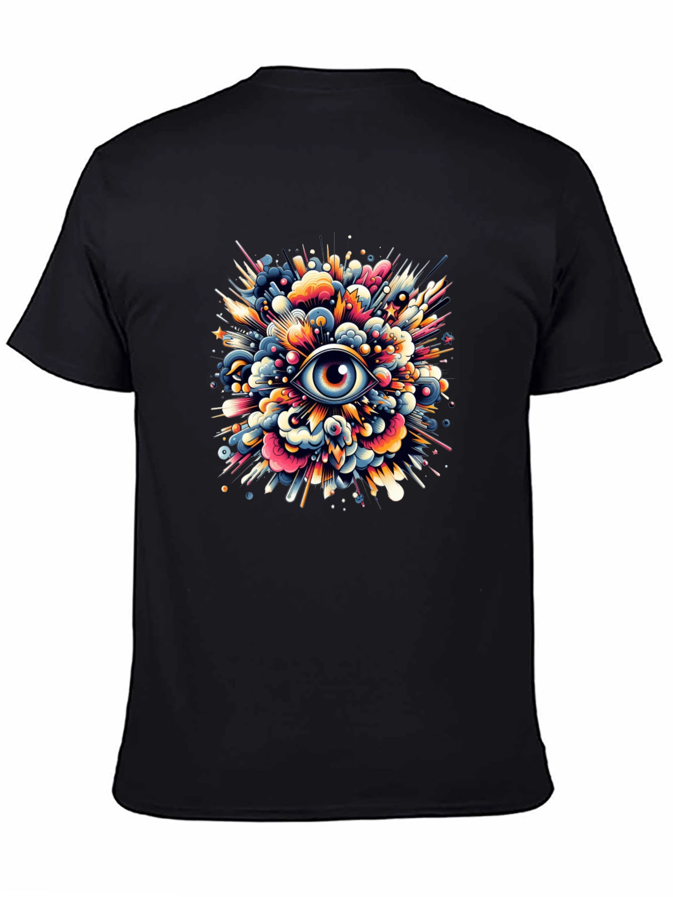 Black Mystic Eye Explosion Graphic Tee - Vivid Design view 4