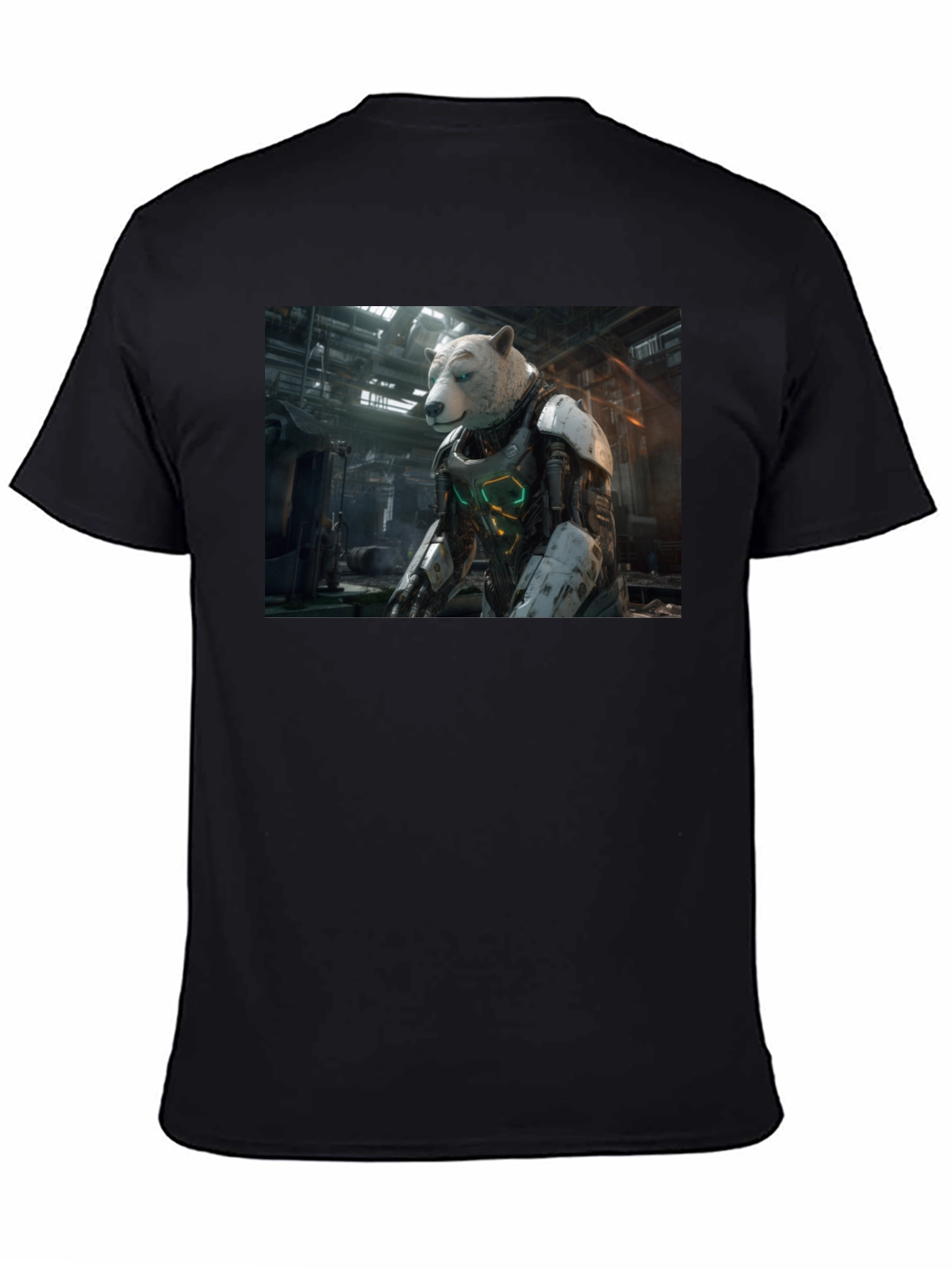 Black Sci-Fi Bear Robot T-Shirt view 4