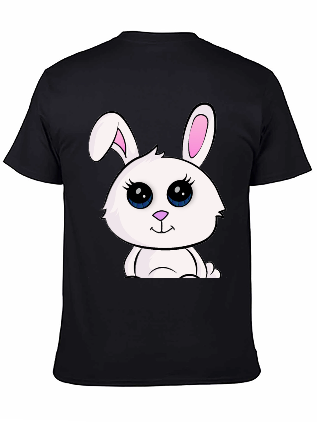 Black Cute Bunny Graphic Tee - Black Cotton Blend view 4