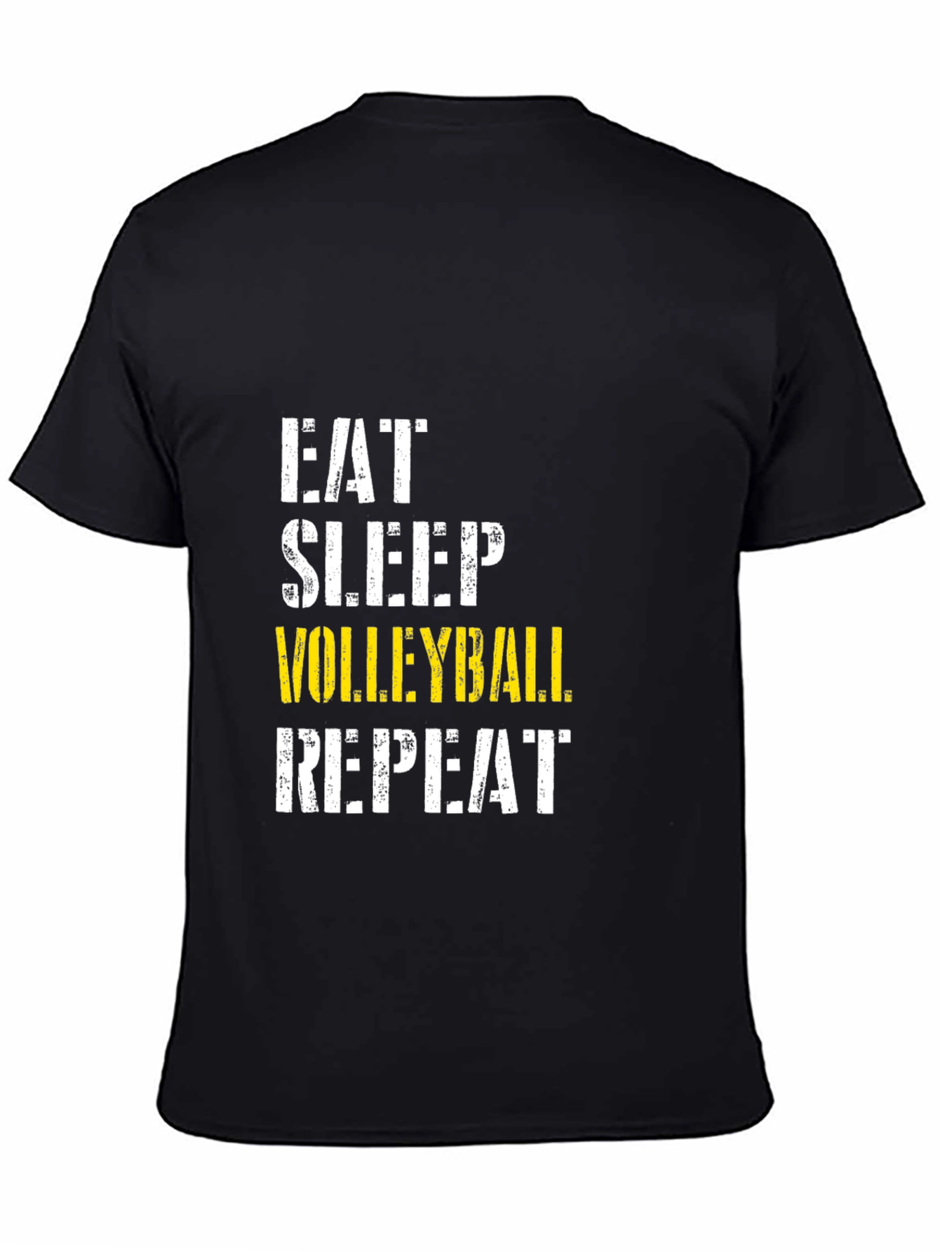 Black Eat Sleep Volleyball Repeat Black T-Shirt view 4