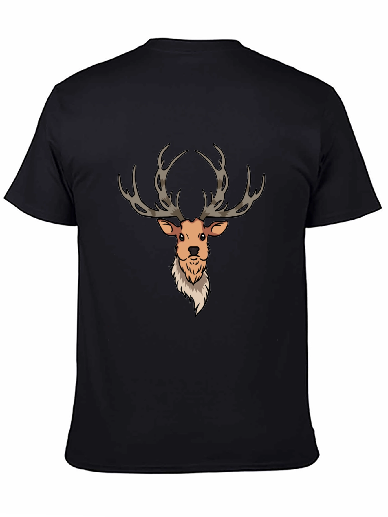 Cartoon Deer Graphic Tee - Men's Black T-Shirt - 4