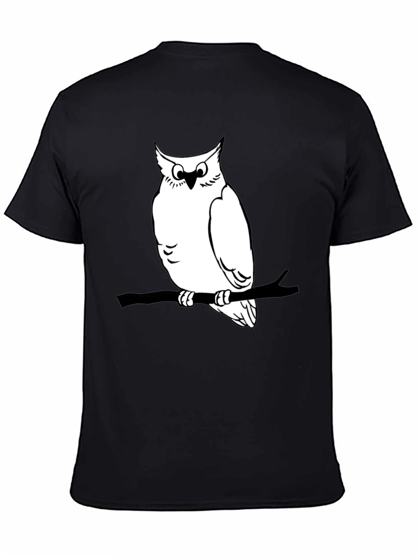 Black Owl Graphic Print Tee - Mens Black T-Shirt view 4