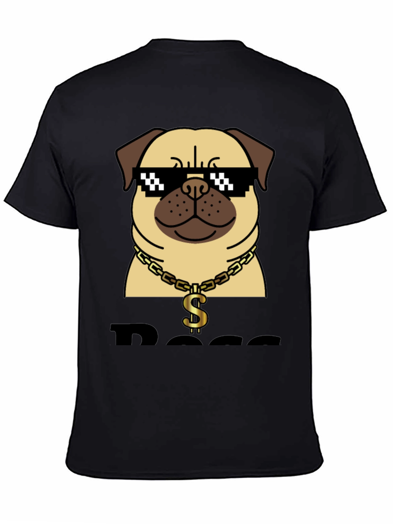 Black Pug Boss T-Shirt - Funny Dog Graphic Tee view 4
