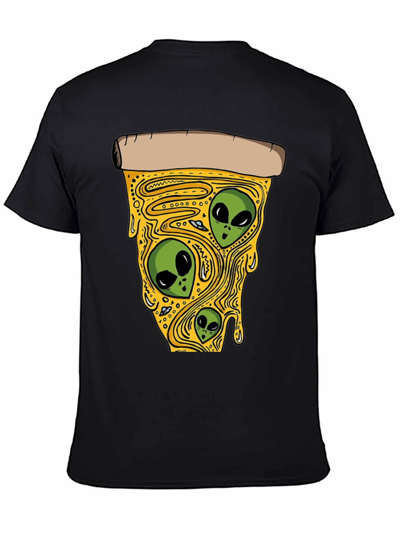Black Alien Pizza Graphic T-Shirt view 4