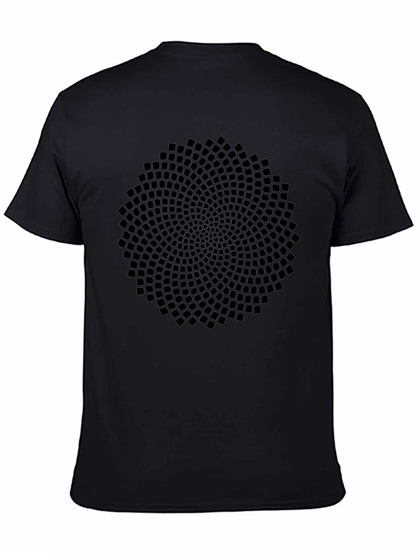 Black Geometric Pattern Black T-Shirt view 4