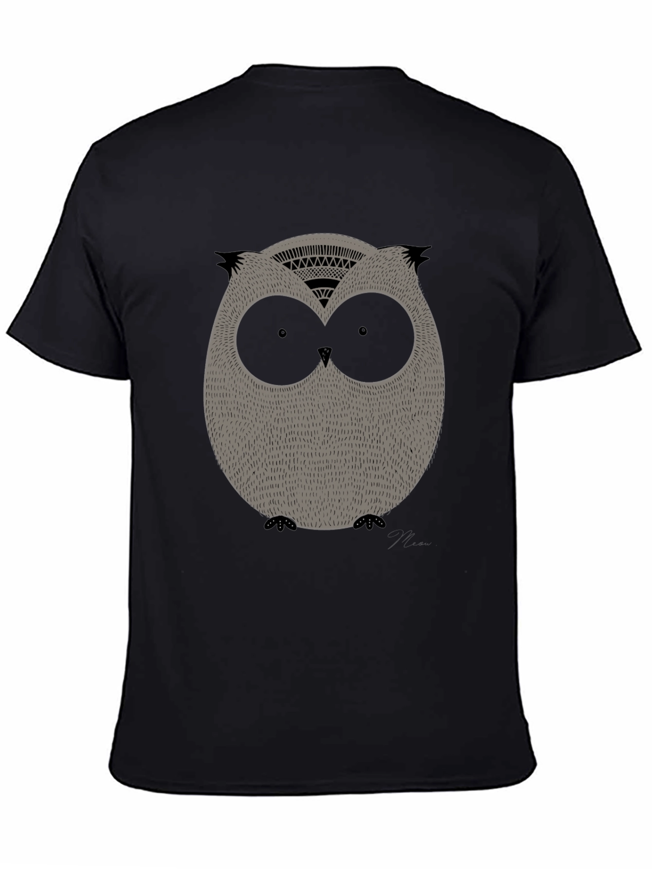Cool Owl Graphic Print Black Tee - 4