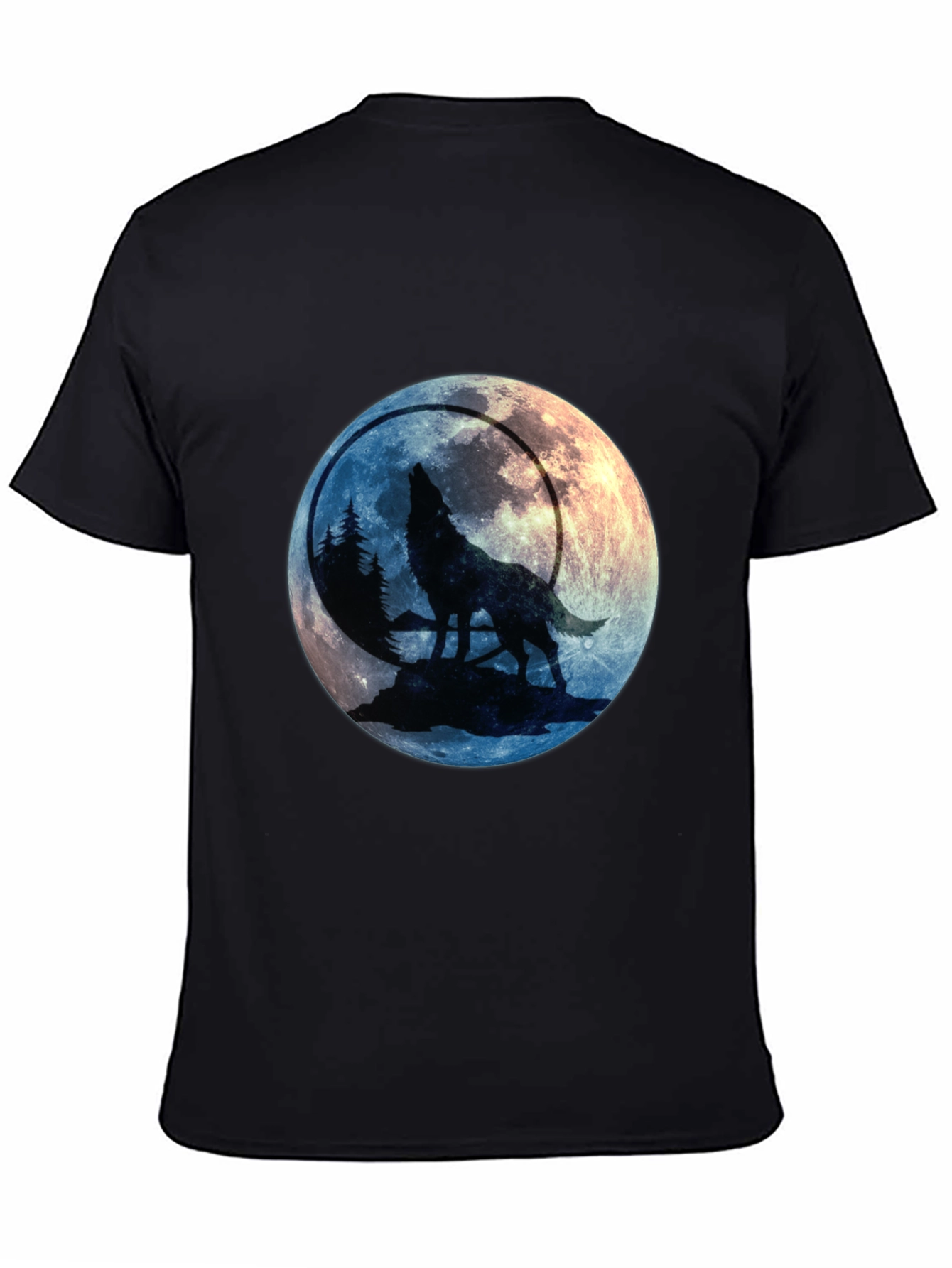 Black Wolf Howling at Moon Graphic Tee view 4