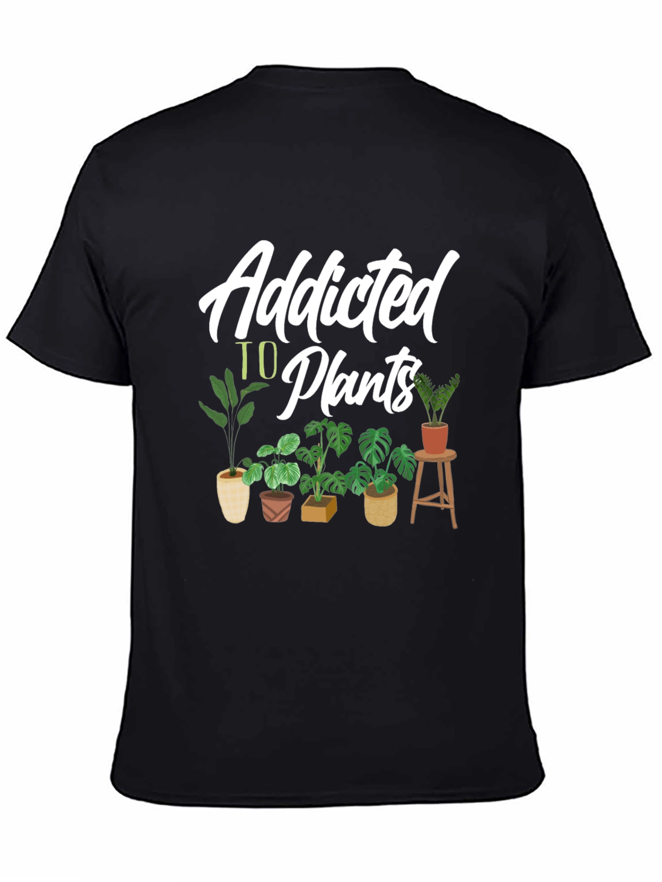 Black Addicted to Plants Graphic Tee - Black Cotton T-Shirt view 4