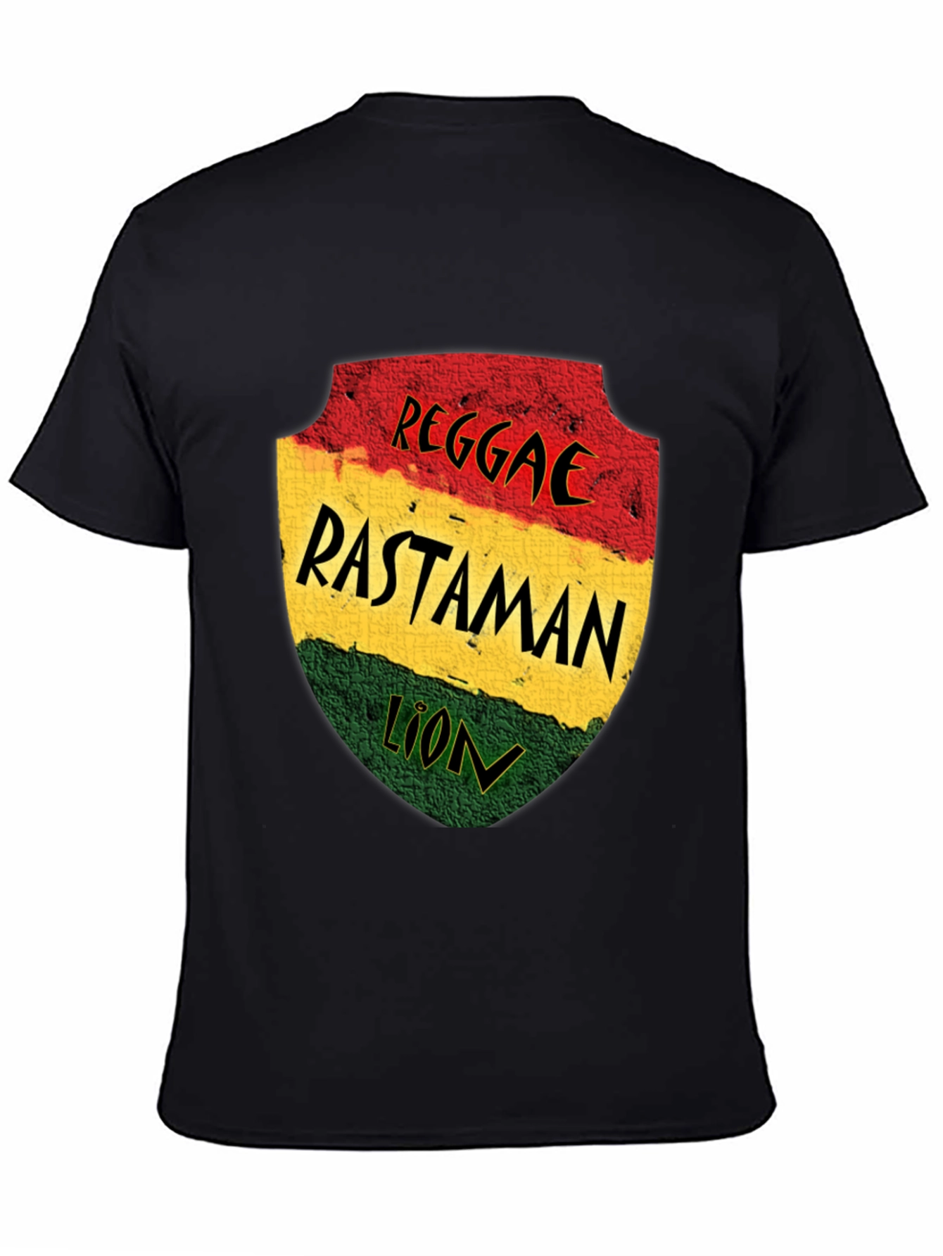 Black Reggae Rastaman Lion Graphic T-Shirt - Black view 4