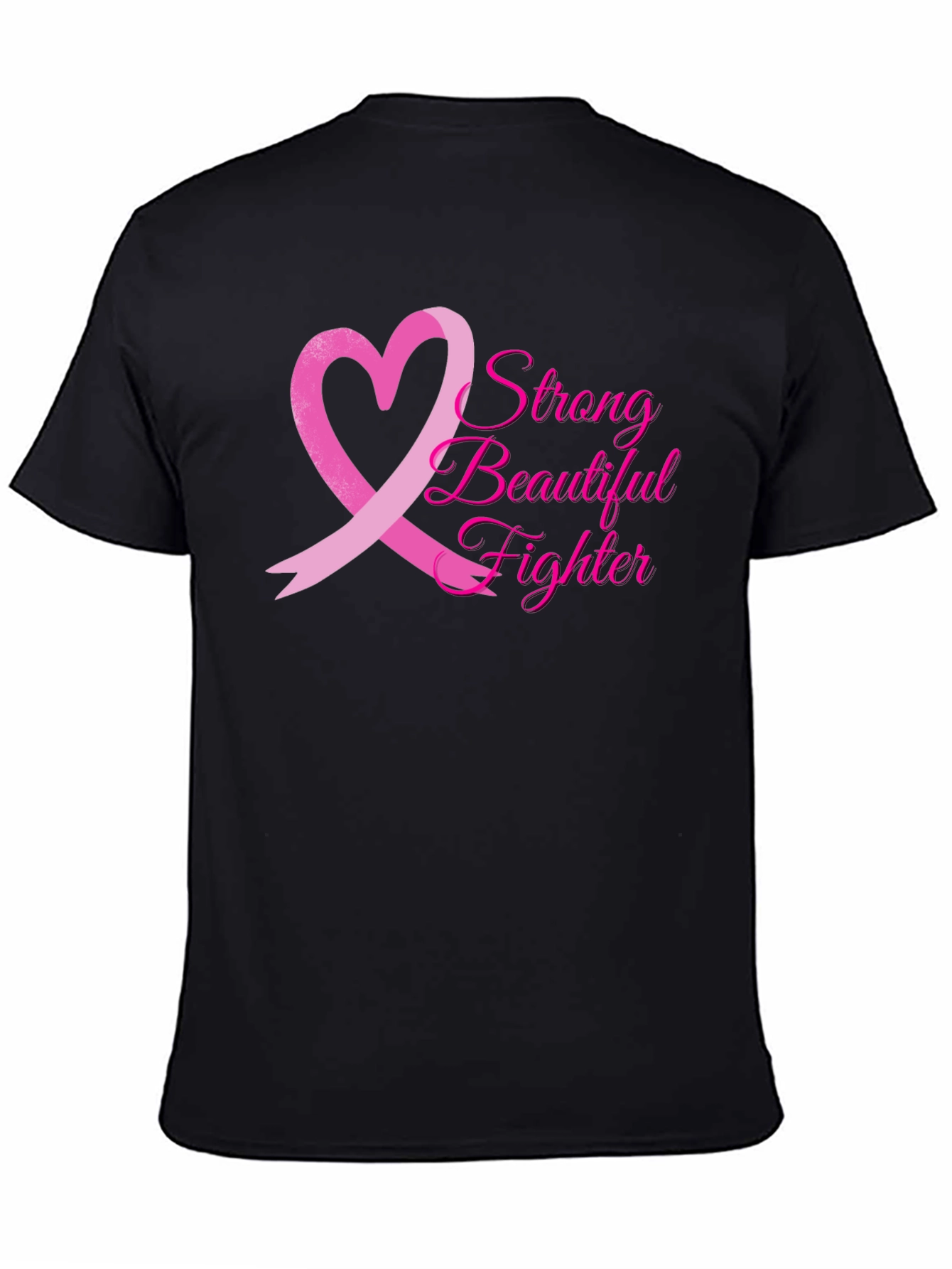 Black Breast Cancer Awareness T-Shirt: Strong Beautiful Fighter view 4