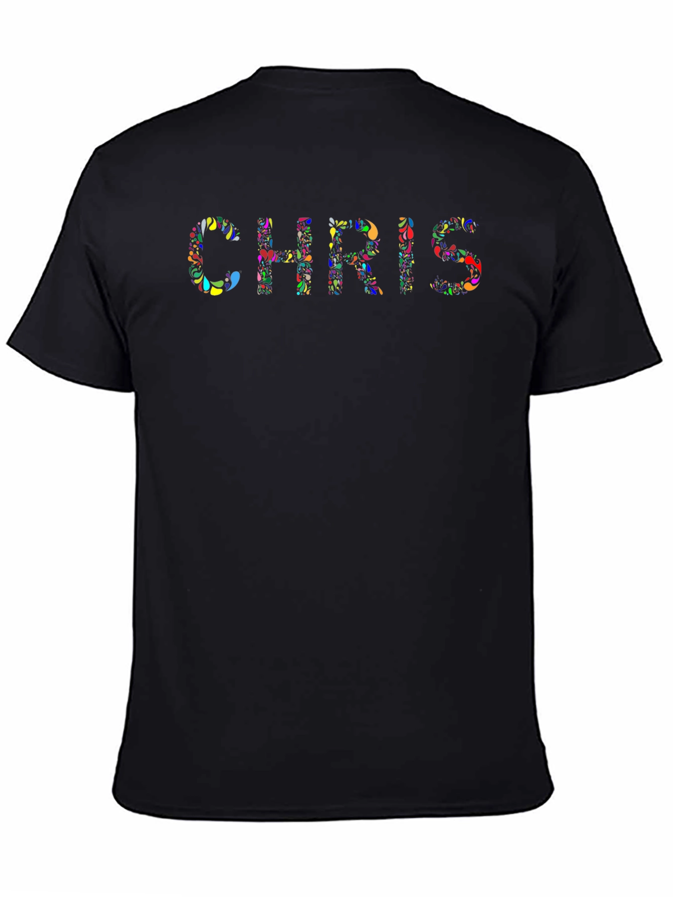 Black Colorful Floral CHRIS Custom T-Shirt view 4