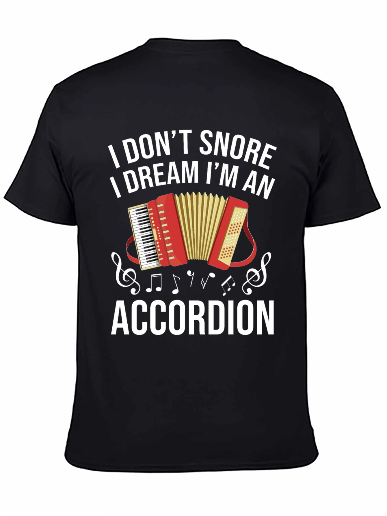 Black Funny Accordion Dream T-Shirt view 4
