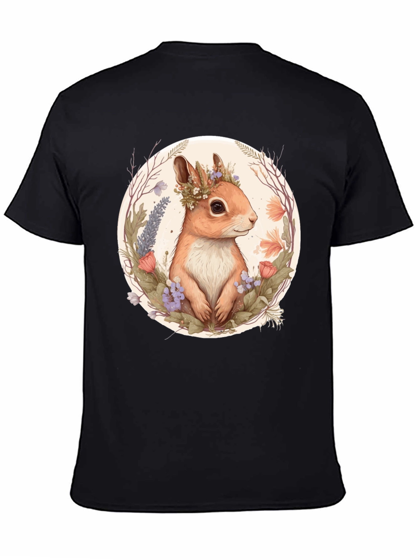 Black Squirrel Floral Crown Graphic Tee view 4