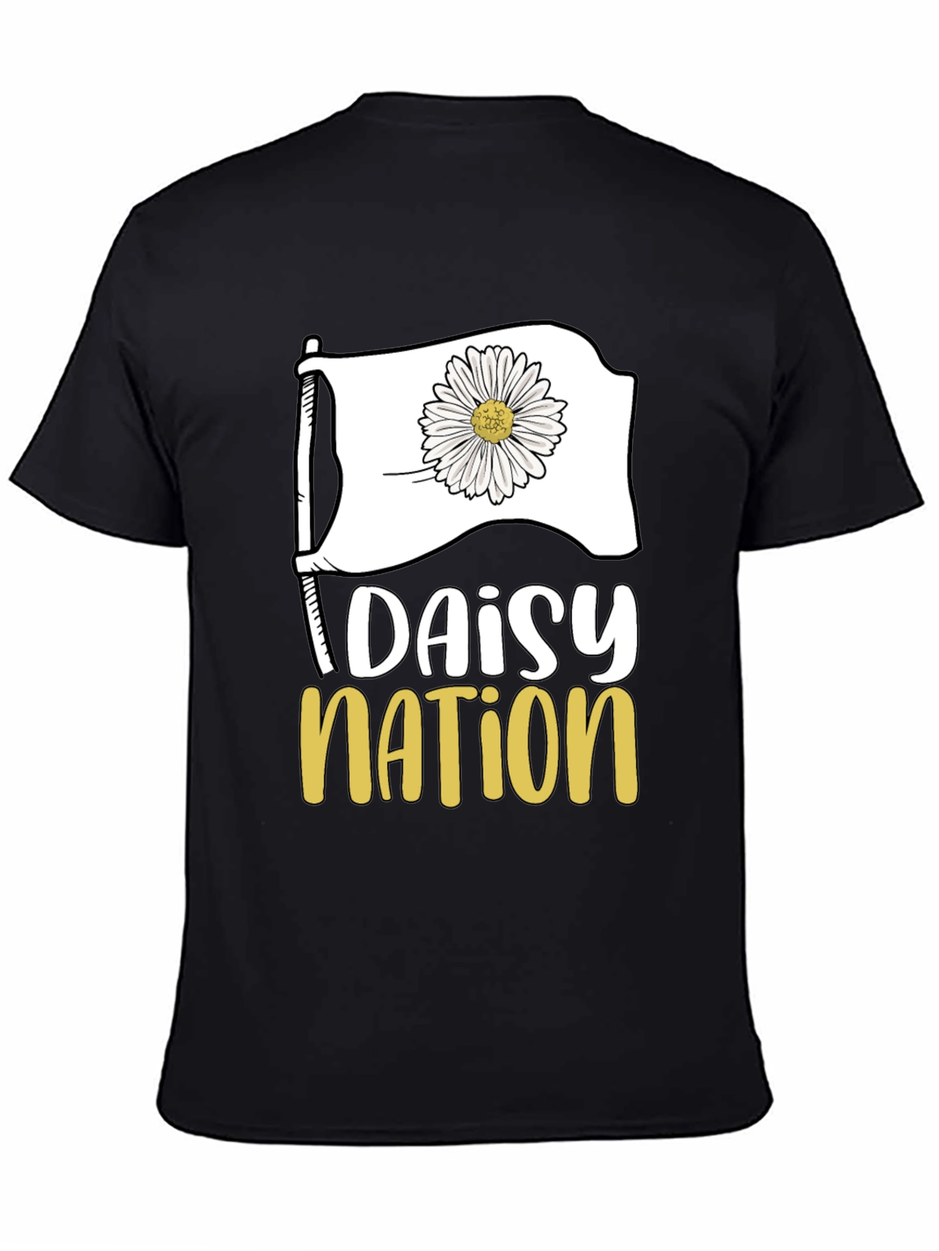 Black Daisy Nation Graphic Tee - Black Cotton T-Shirt view 4