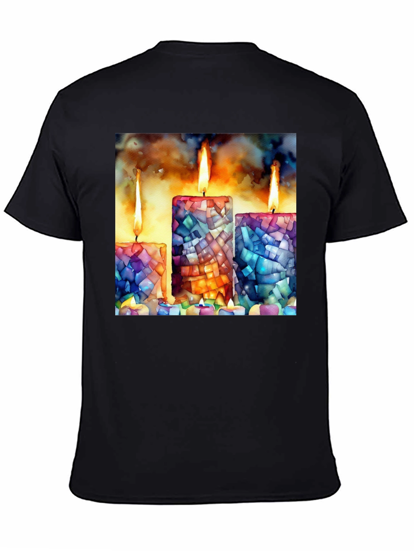 Black Mosaic Candle Print Tee - Artistic Comfort view 4