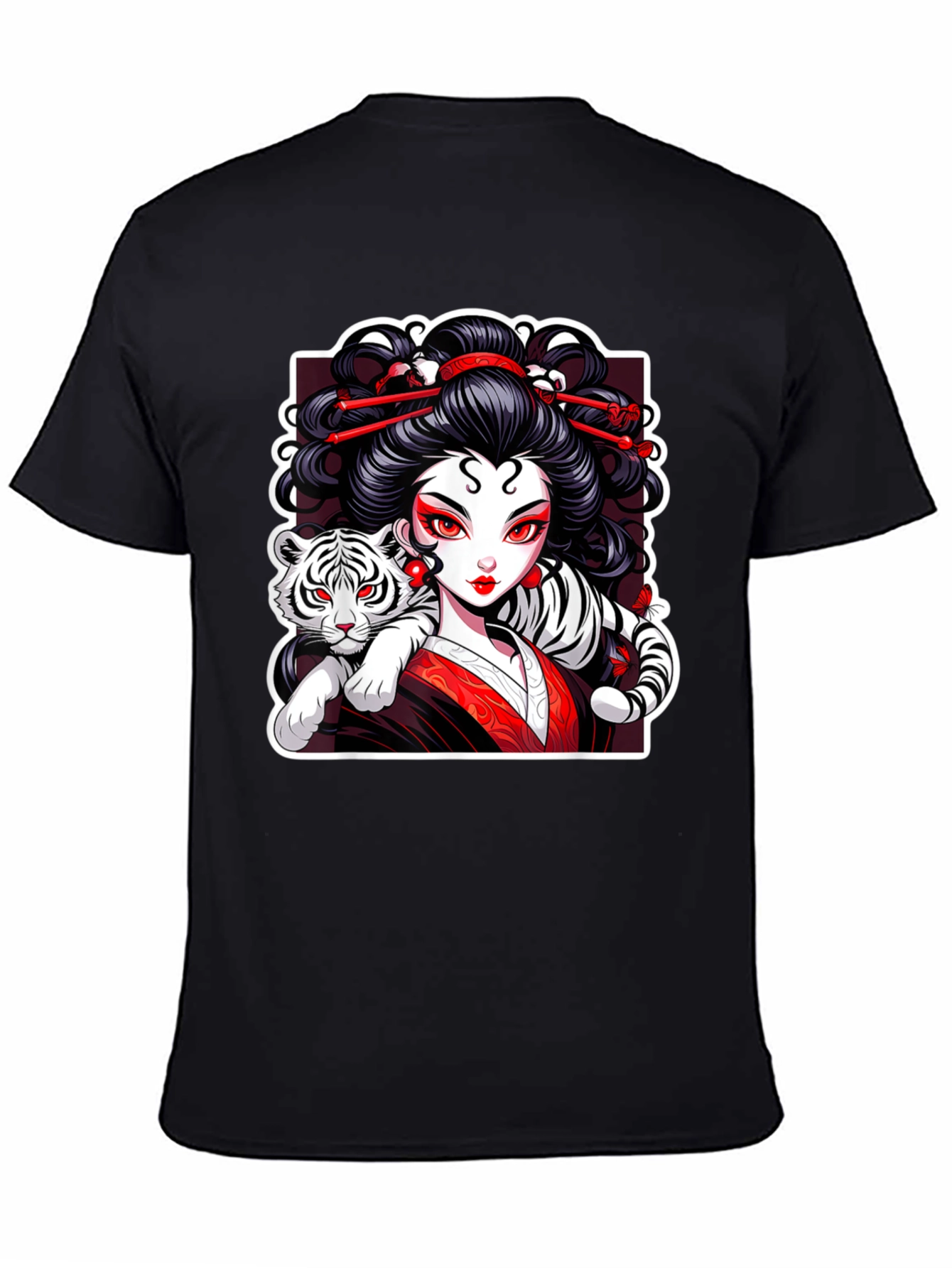 Geisha & Tiger Graphic Tee - Cool Artistic Design! - 4