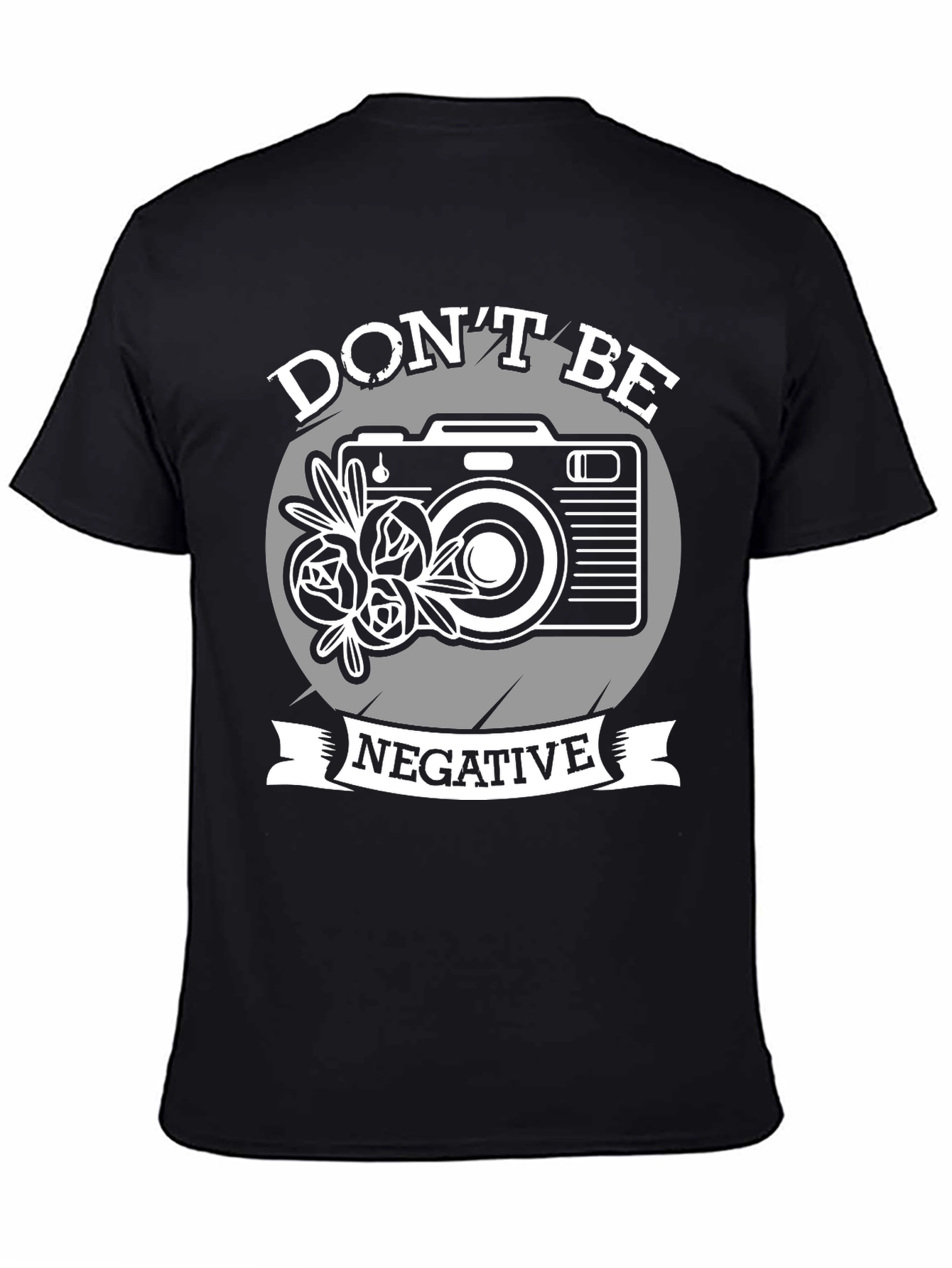 Black Don't Be Negative Camera Graphic T-Shirt view 4