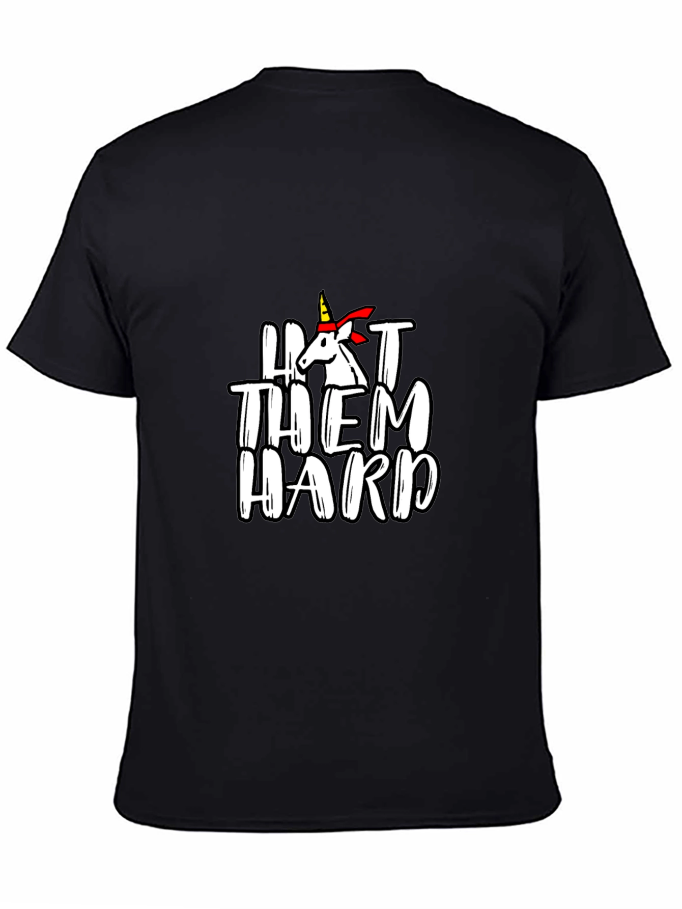 Black Hit Them Hard Unicorn Graphic Tee - Men's Black T-Shirt view 4