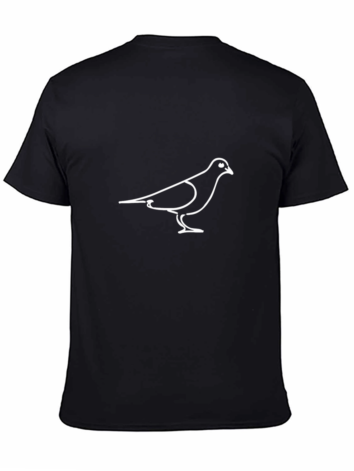 Black Pigeon Outline Black T-Shirt - Unique Design view 4