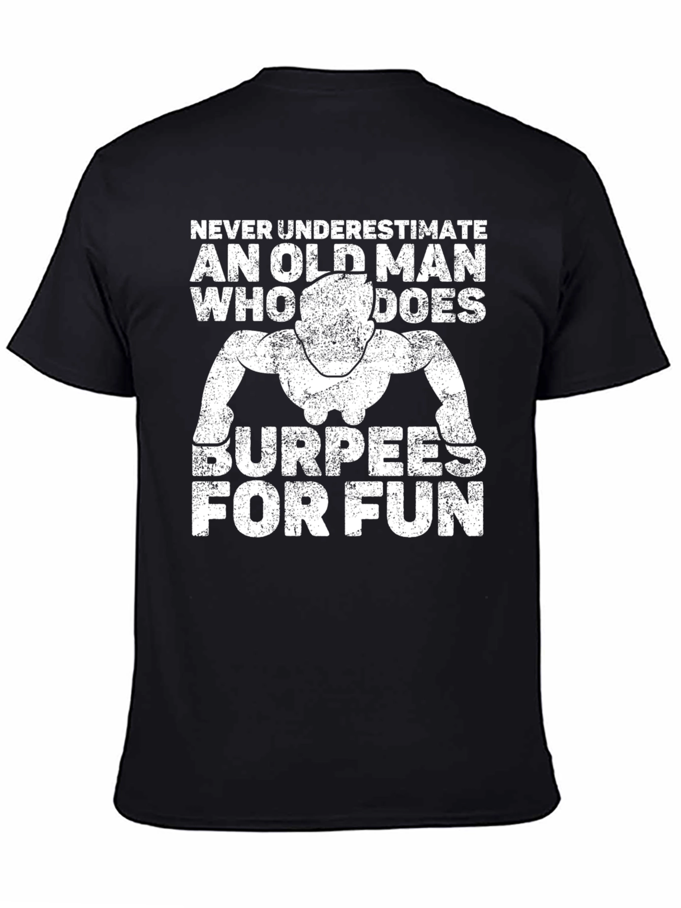 Black Old Man Burpees Funny Workout T-Shirt view 4