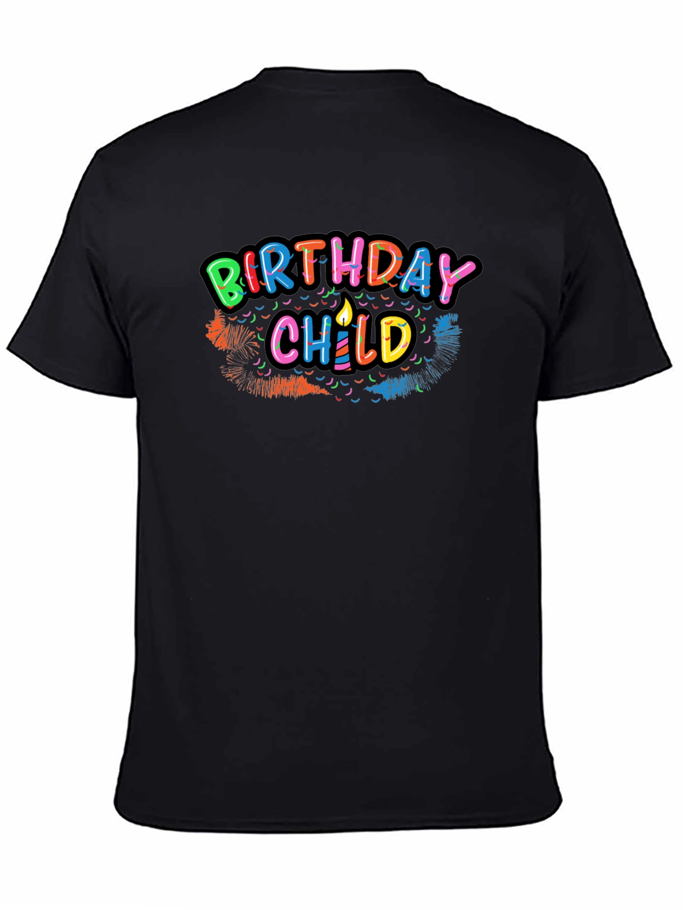 Black Birthday Child Graphic Tee - Black Cotton Shirt view 4