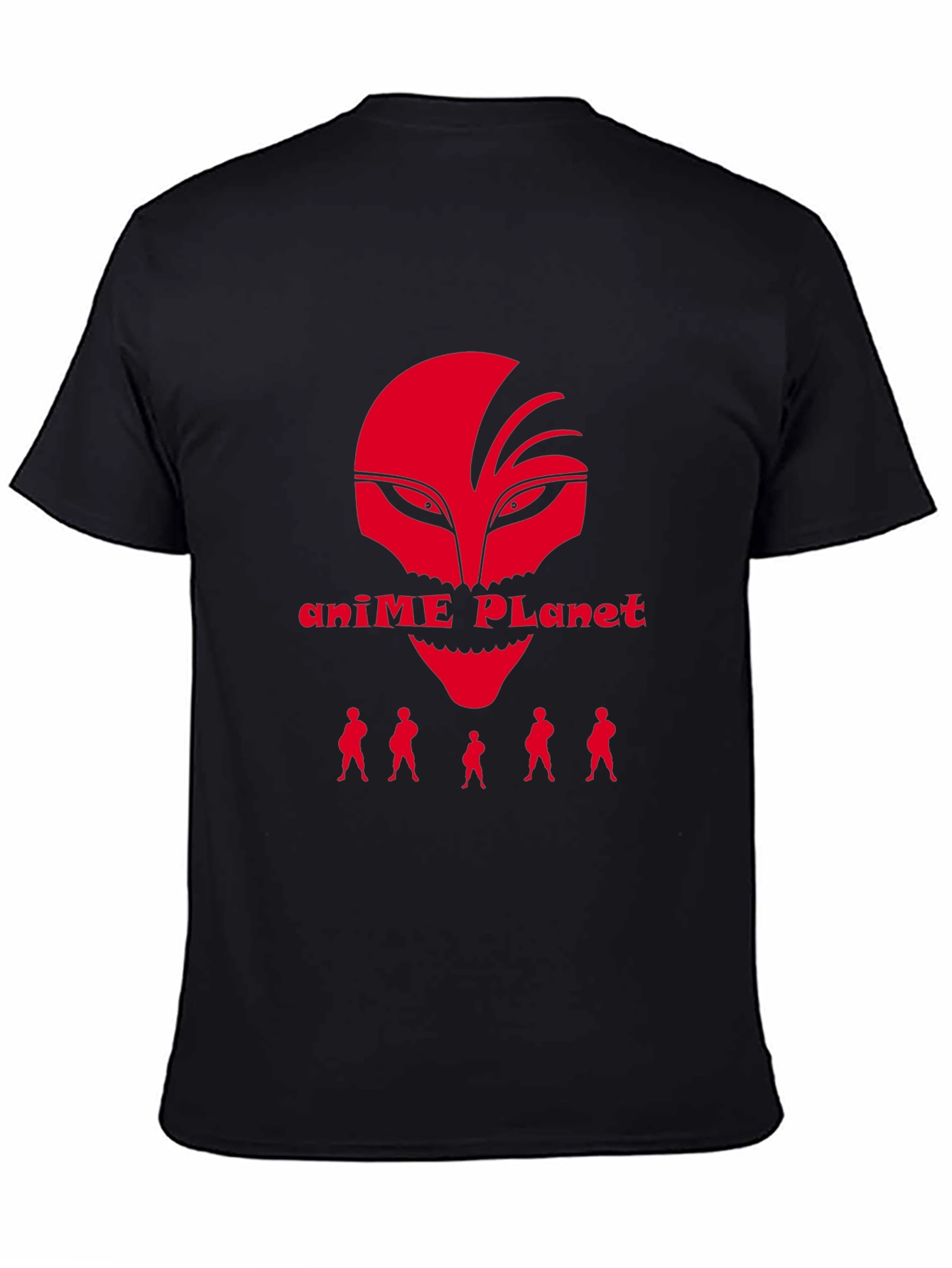 Black Anime Planet Graphic Tee - Red and Black Cotton Blend view 4