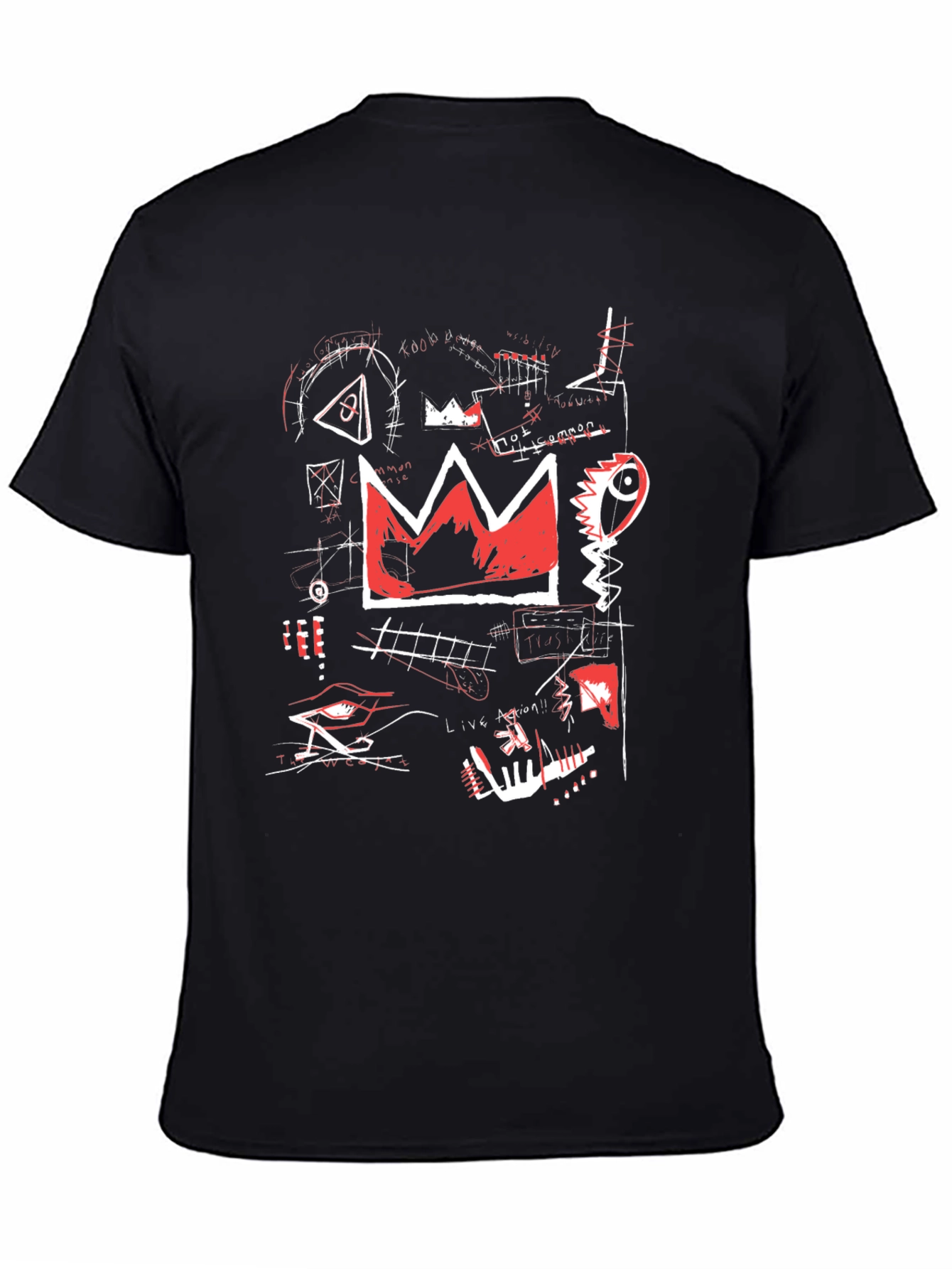 Black Basquiat Inspired Graphic Tee - Crown Design view 4