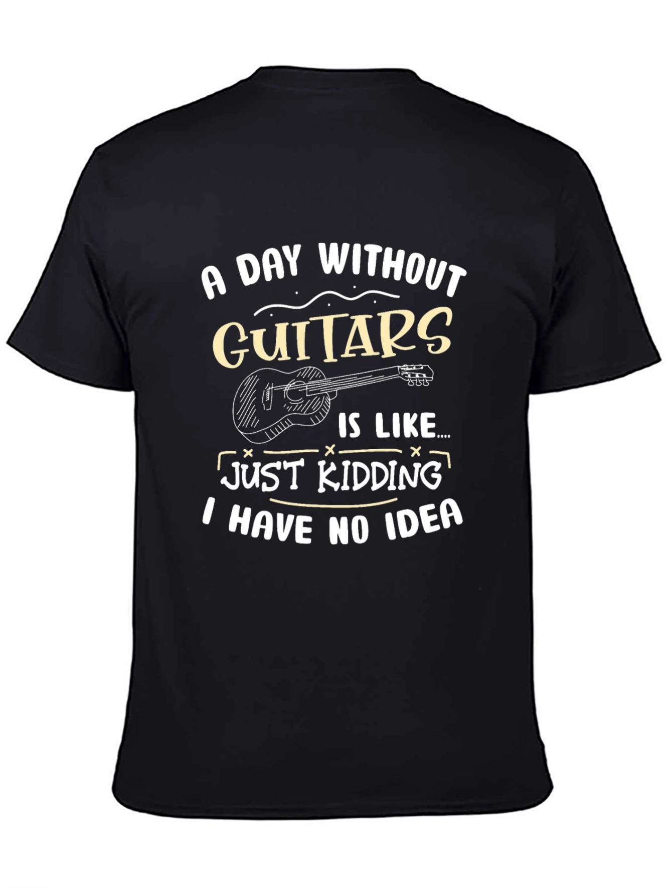 Black Funny Guitar T-Shirt - A Day Without Guitars view 4