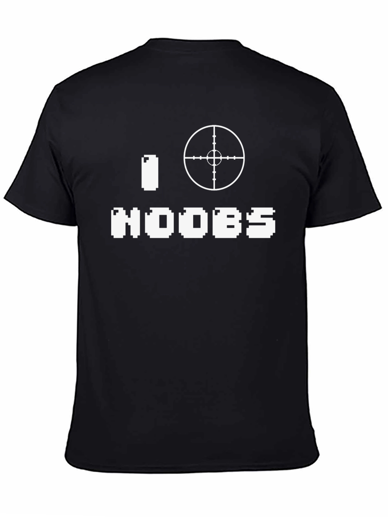 Black I Love Noobs Gaming T-Shirt - Black Crew Neck view 4