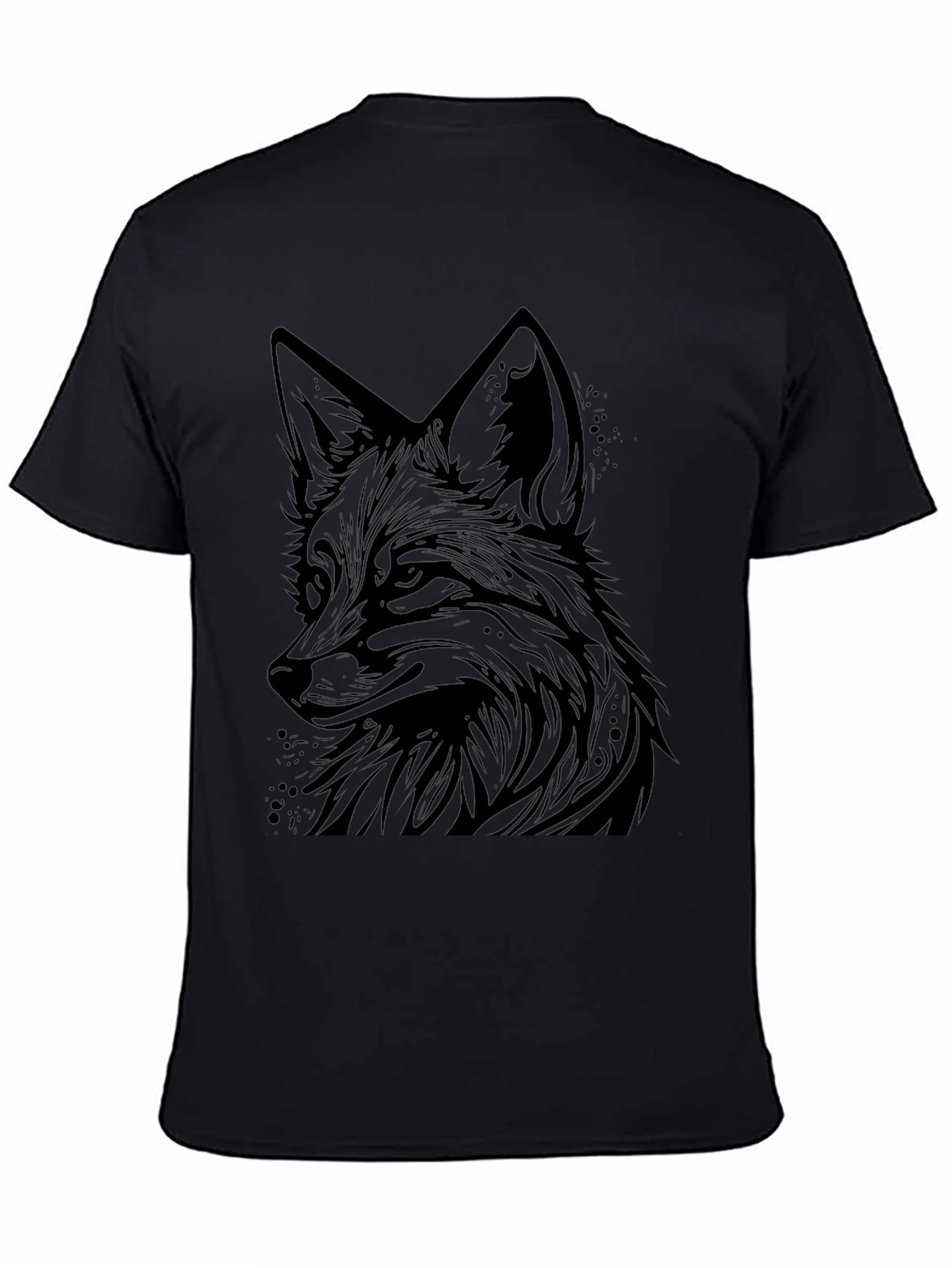 Black Fox Graphic Tee - Modern Animal Print T-Shirt view 4