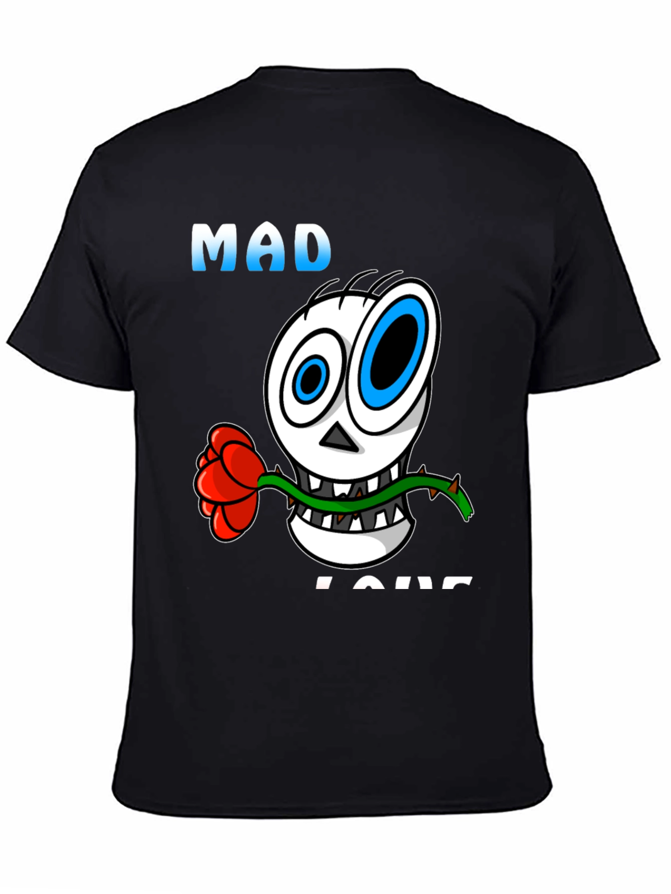Black Mad Love Skull Graphic Black T-Shirt view 4