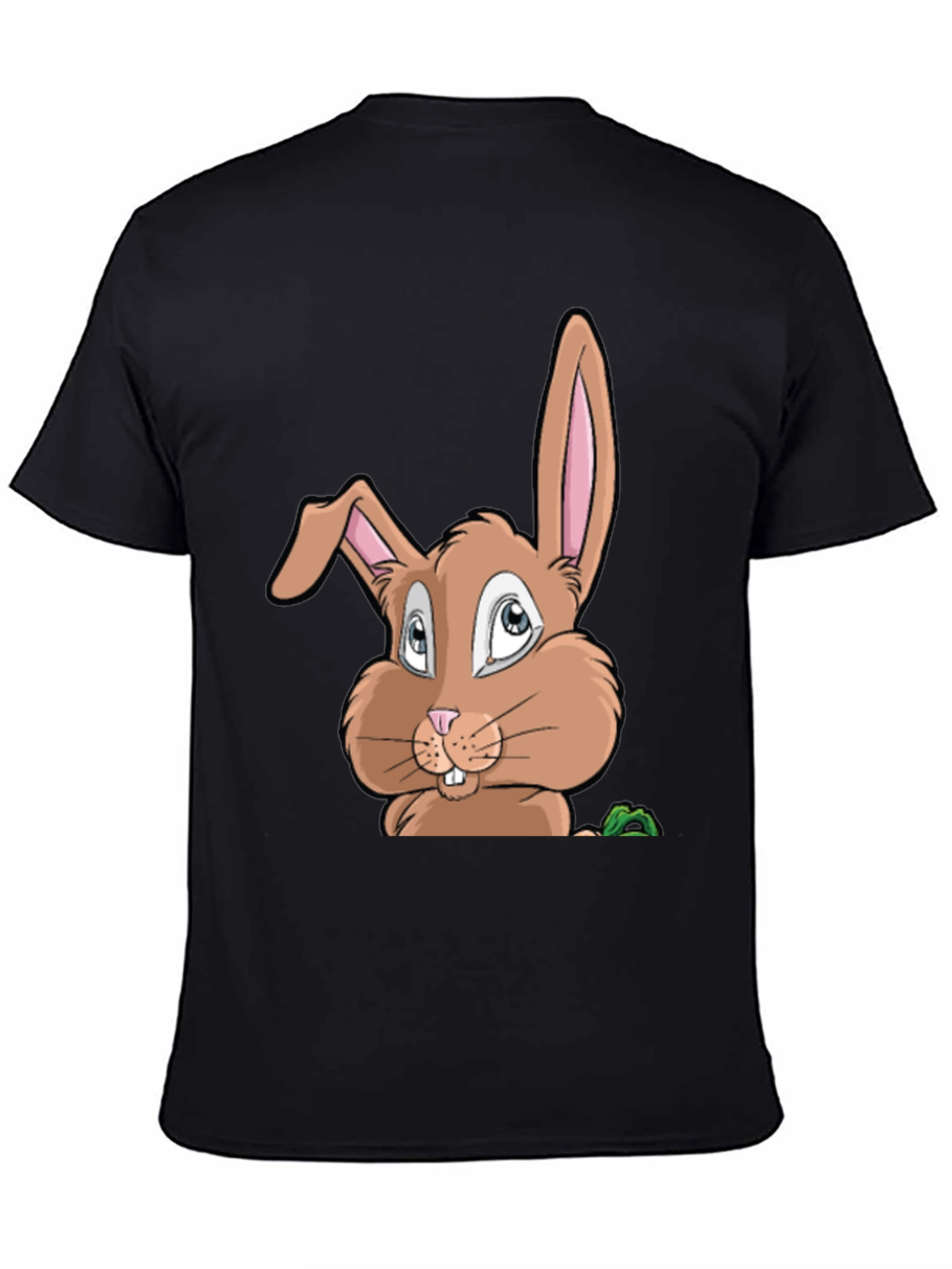 Black Cute Cartoon Bunny Graphic Black T-Shirt view 4