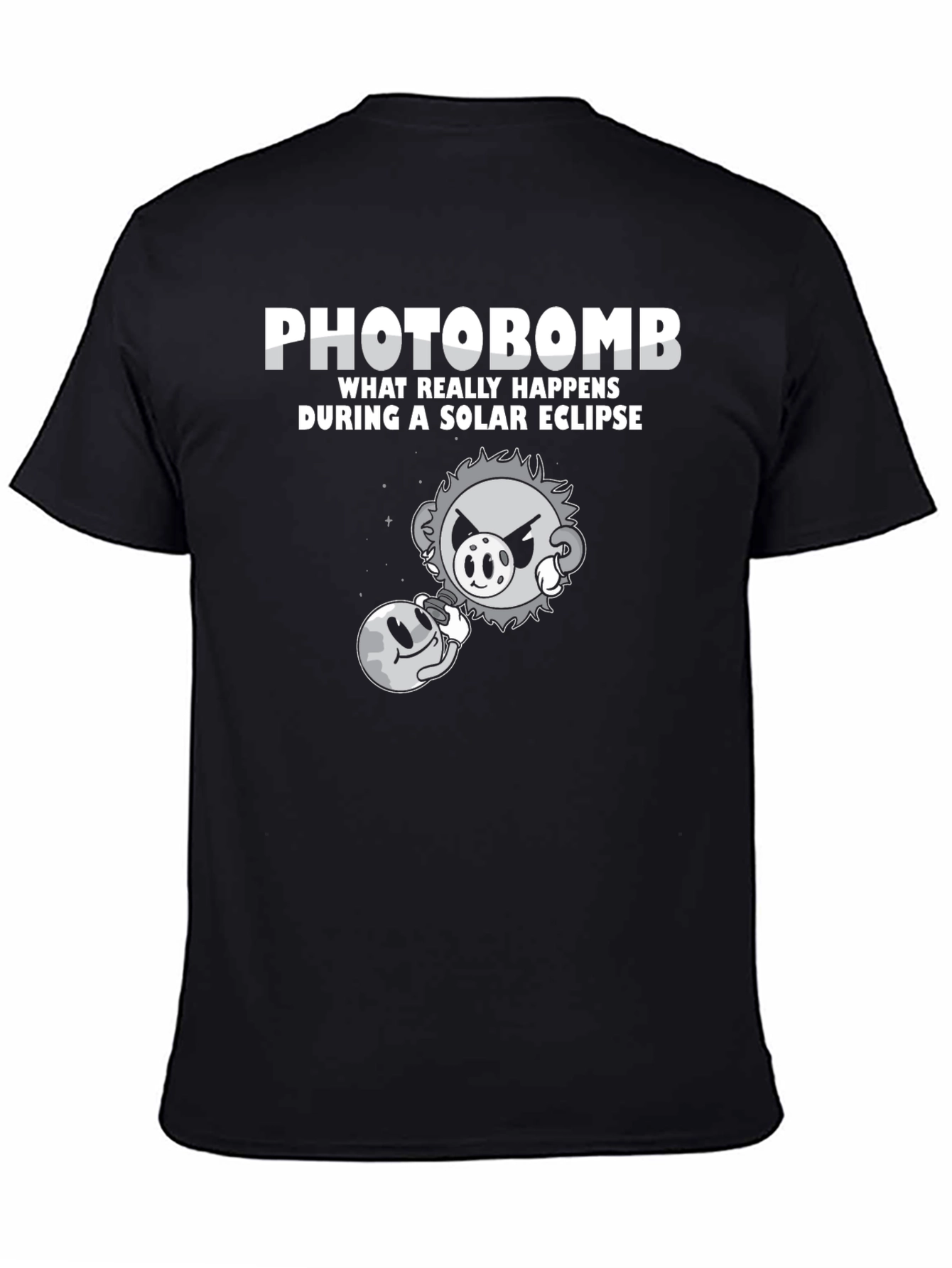 Black Photobomb Solar Eclipse T-Shirt view 4