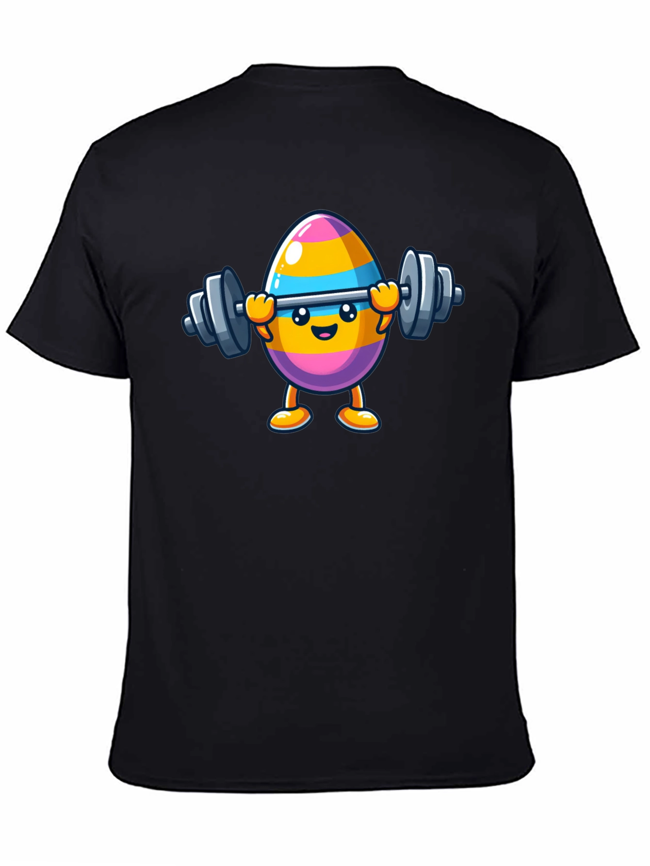 Black Easter Egg Lifting Weights Graphic T-Shirt view 4