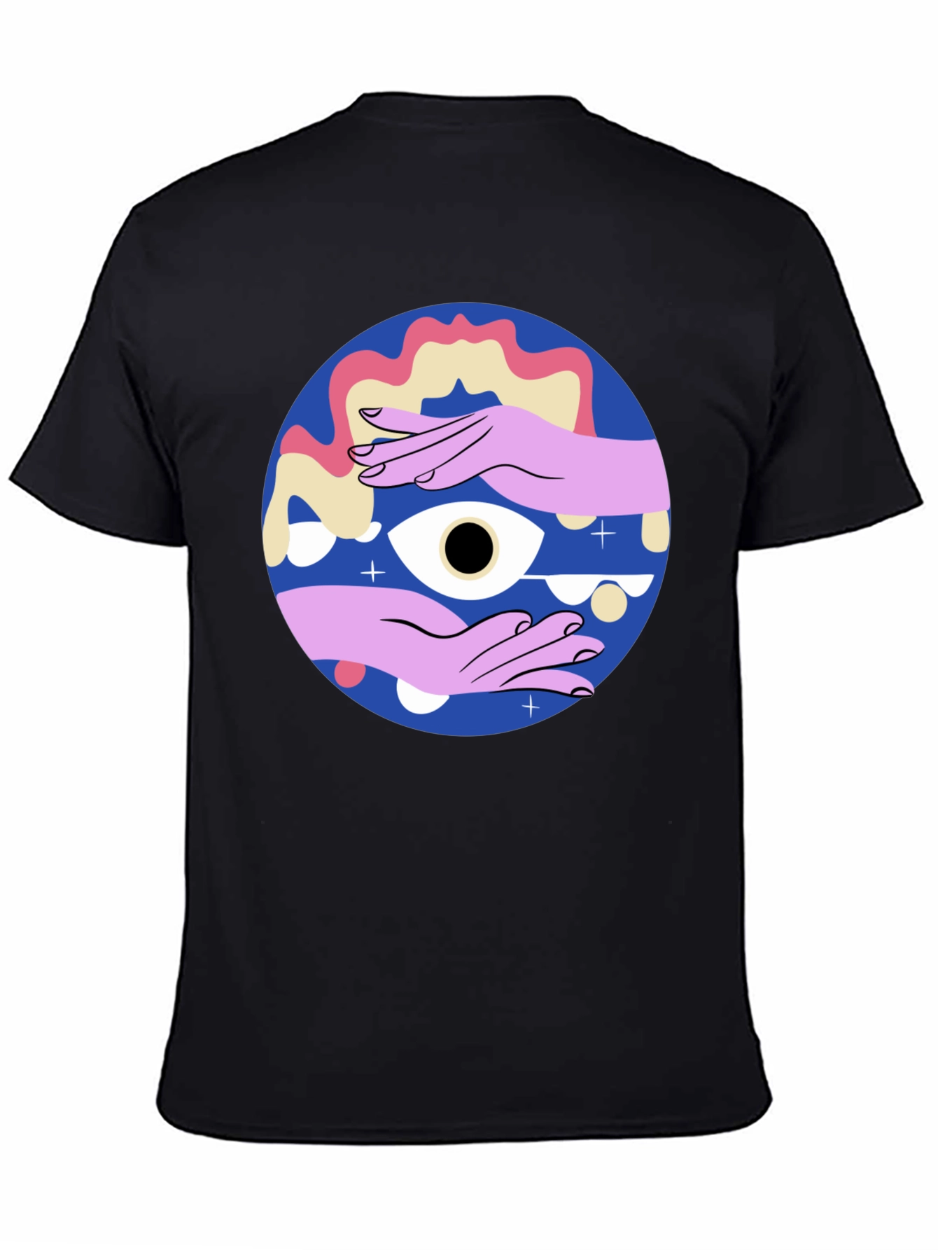Black Mystic Eye Graphic Tee - Black Cotton Blend view 4