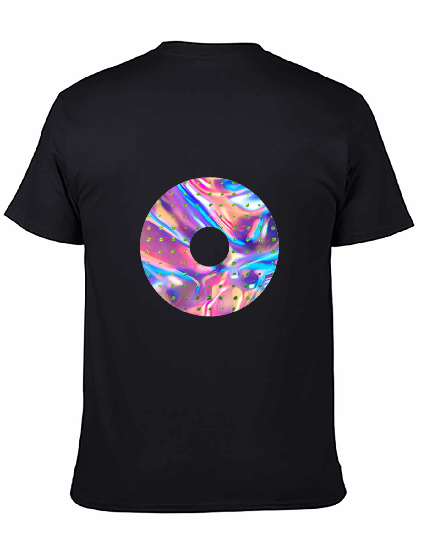 Black Holographic Donut Graphic Black Tee view 4