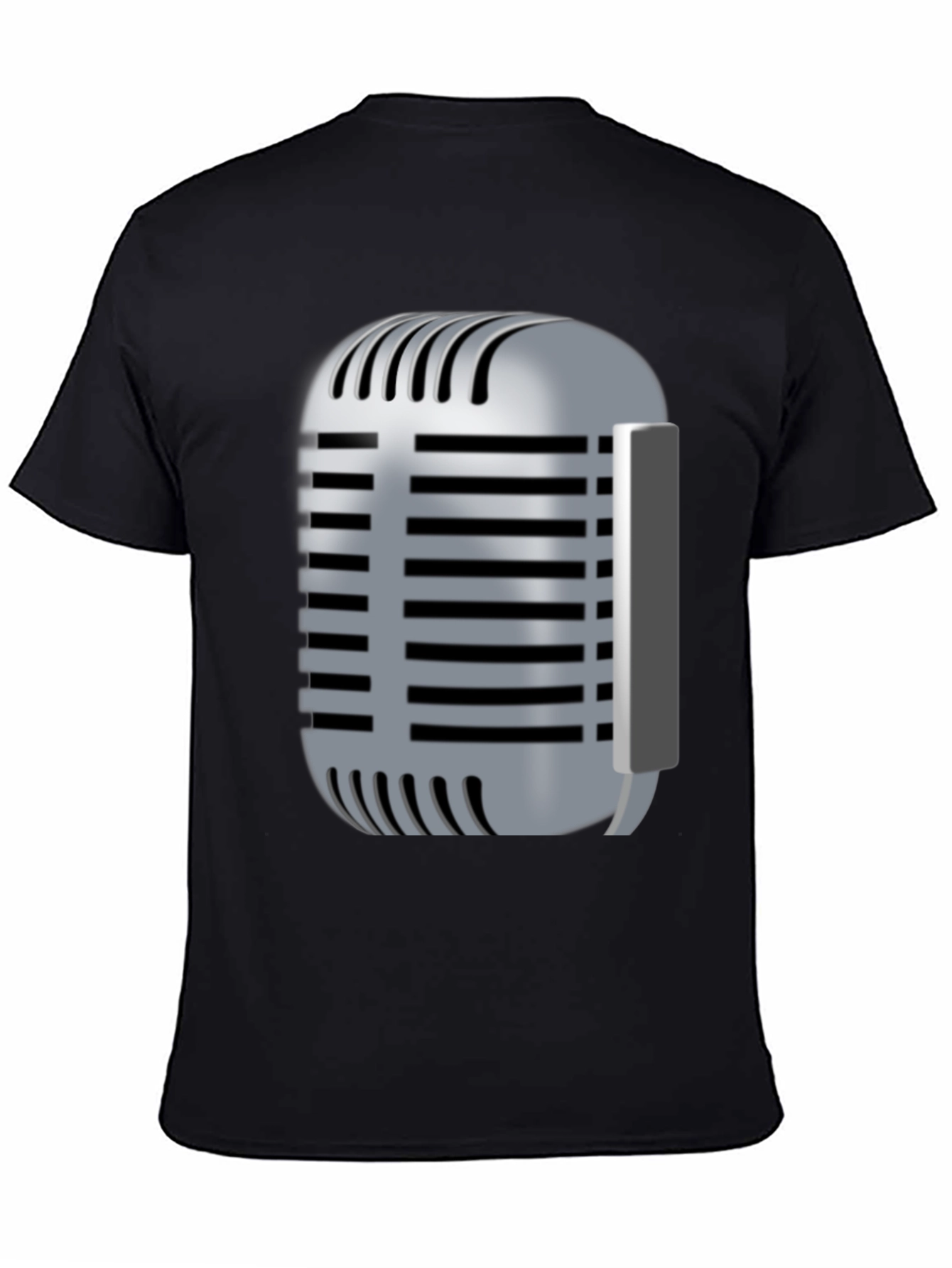 Black Vintage Microphone Graphic T-Shirt view 4