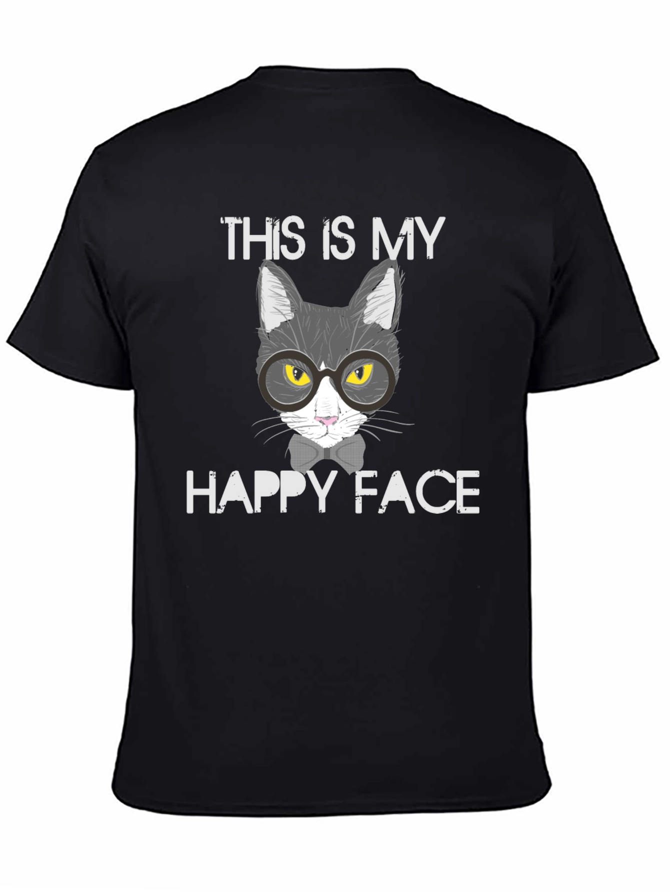 Black This is My Happy Face Cat T-Shirt view 4
